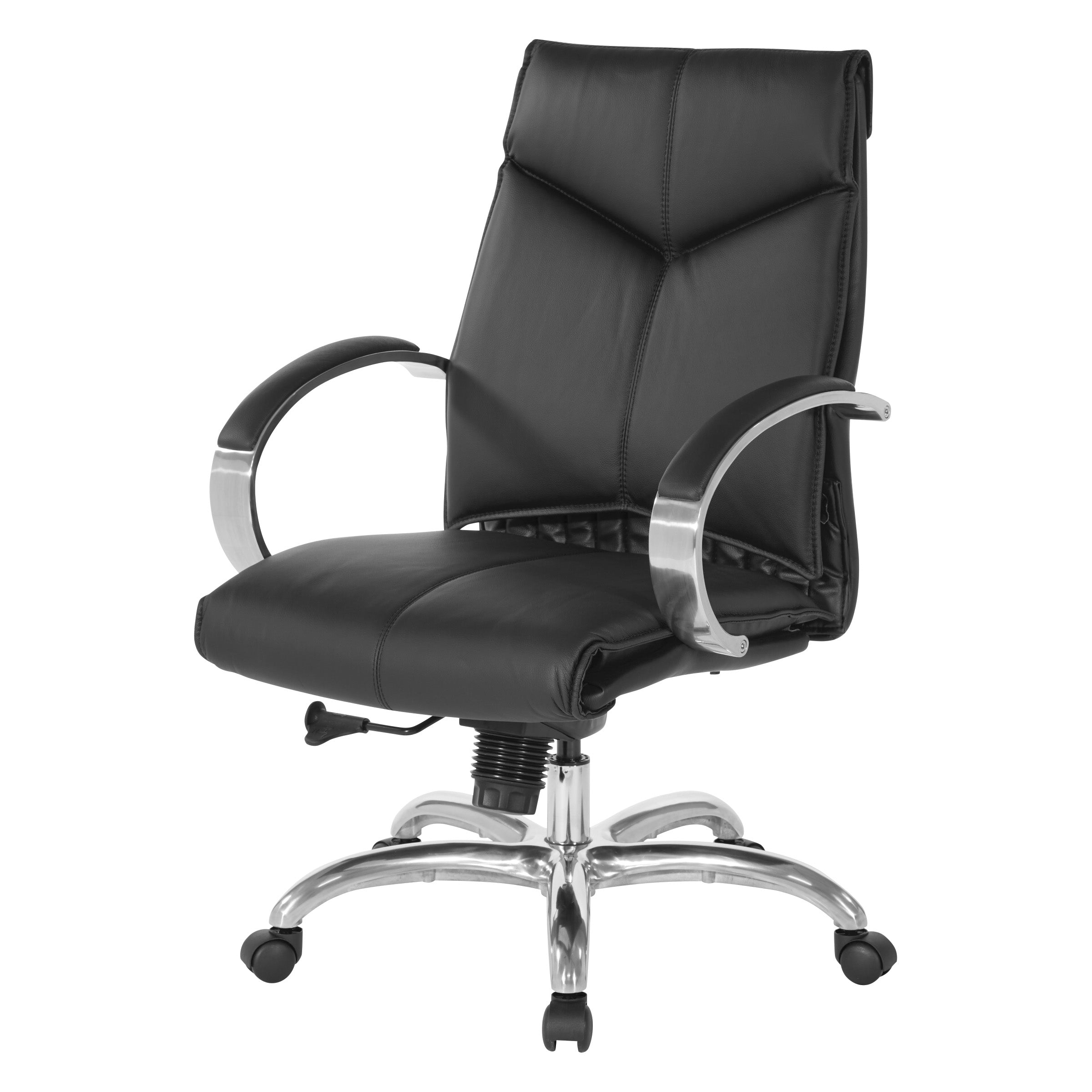 Deluxe Mid Back Black Lthr Chair