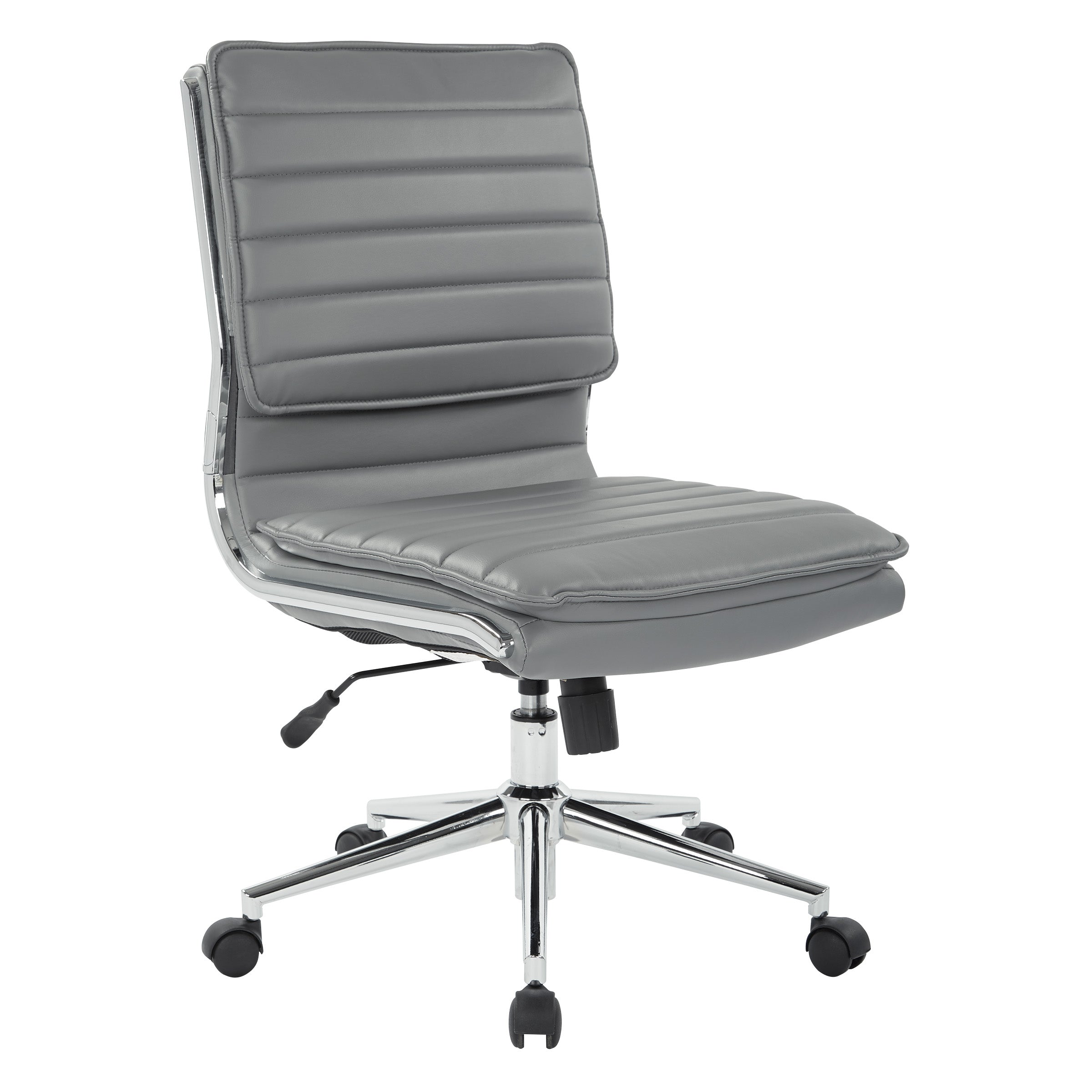 Armless Mid Bk Mgrs Faux Lthr Chair