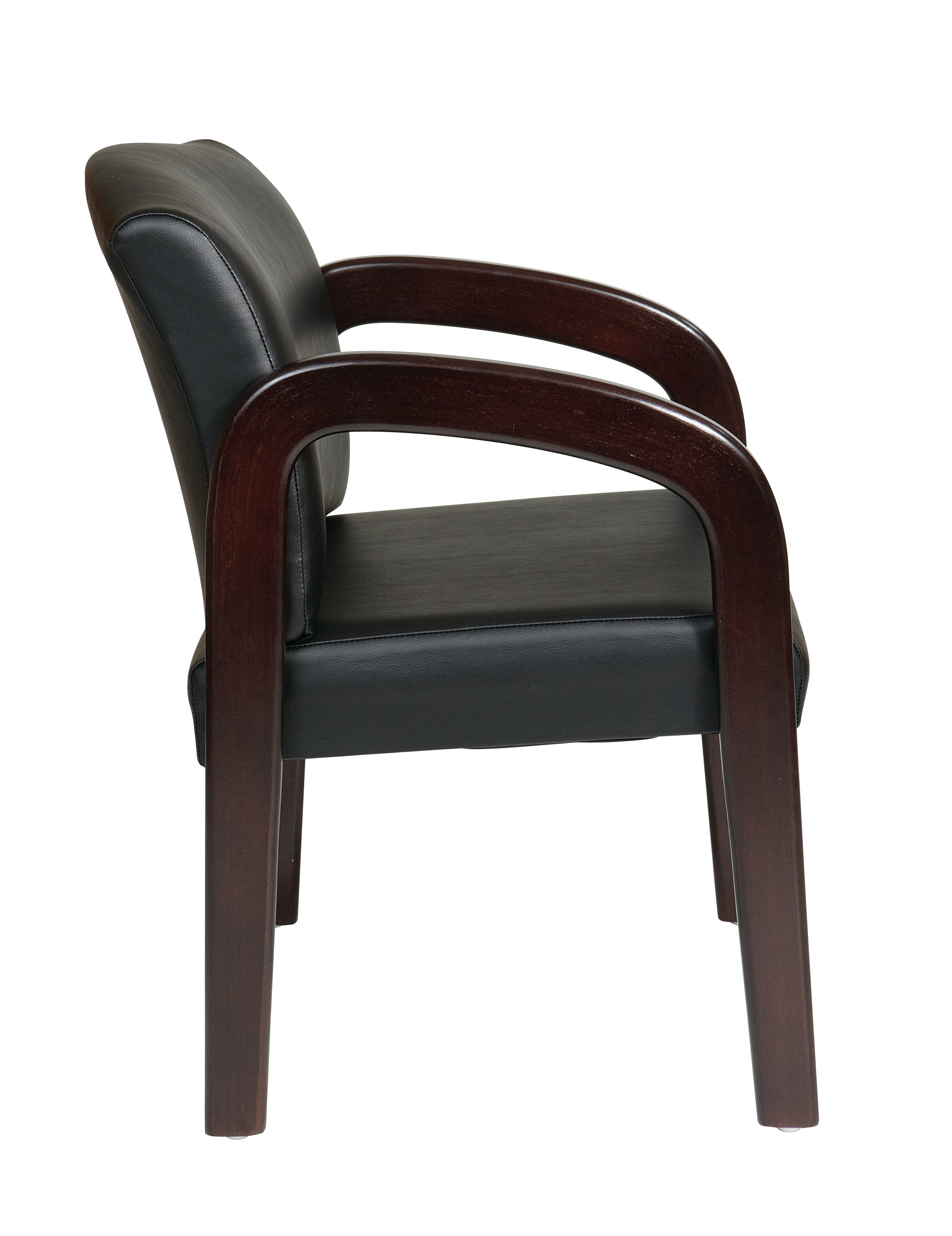 Faux Leather Espresso Finish Wood Visitor Chair