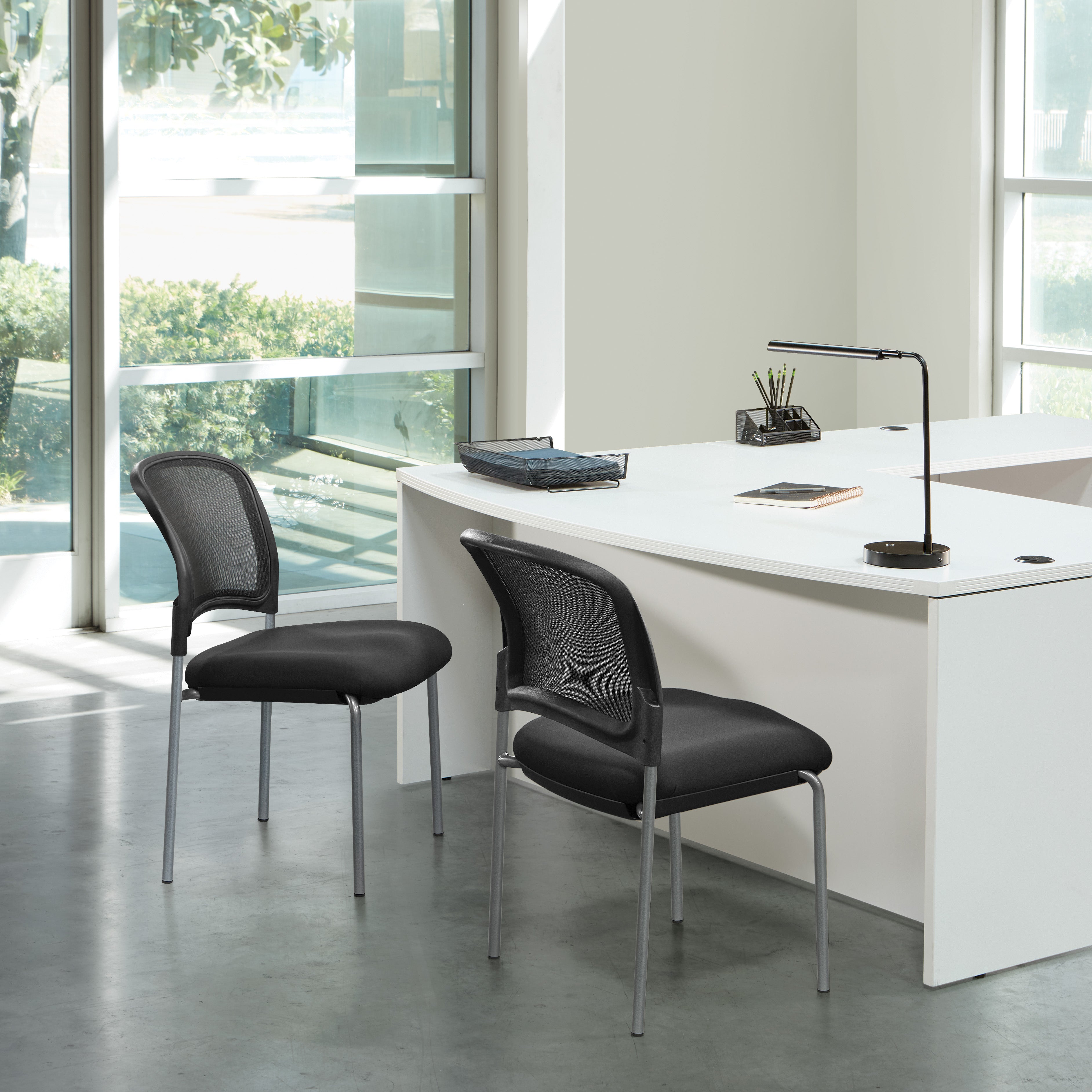 Titanium Finish Black Visitors Chair with ProGrid® Back and Straight Legs