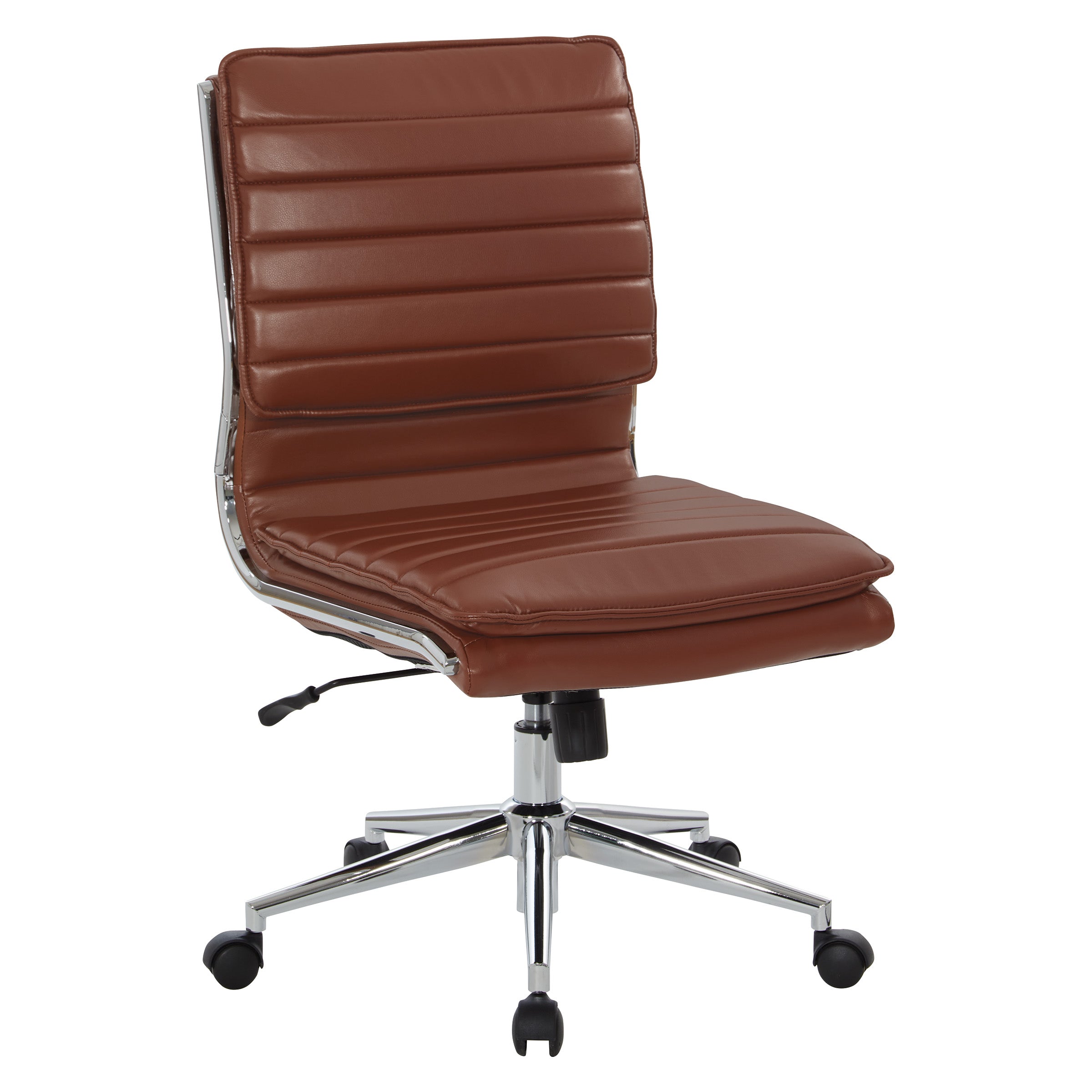 Armless Mid Bk Mgrs Faux Lthr Chair