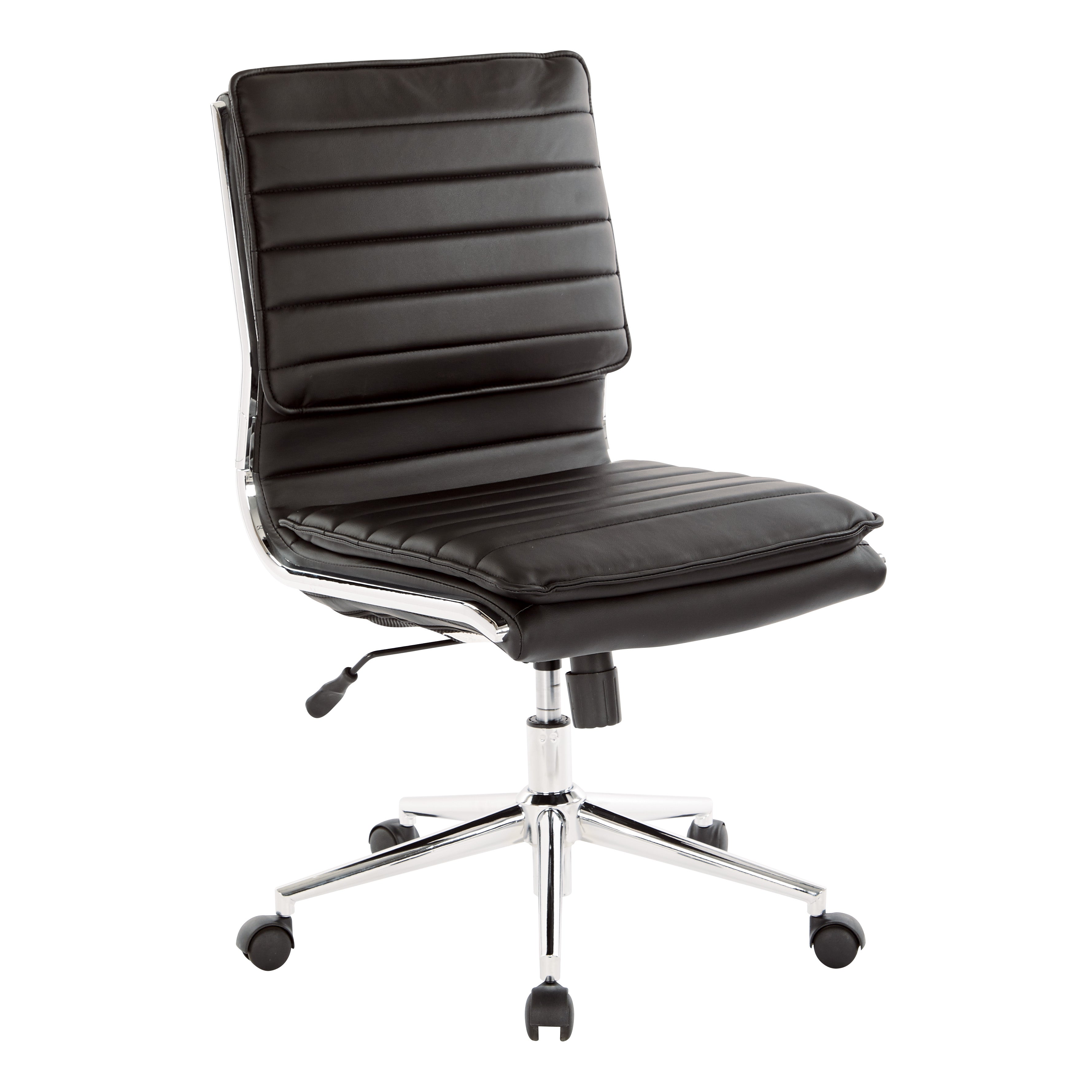 Armless Mid Bk Mgrs Faux Lthr Chair