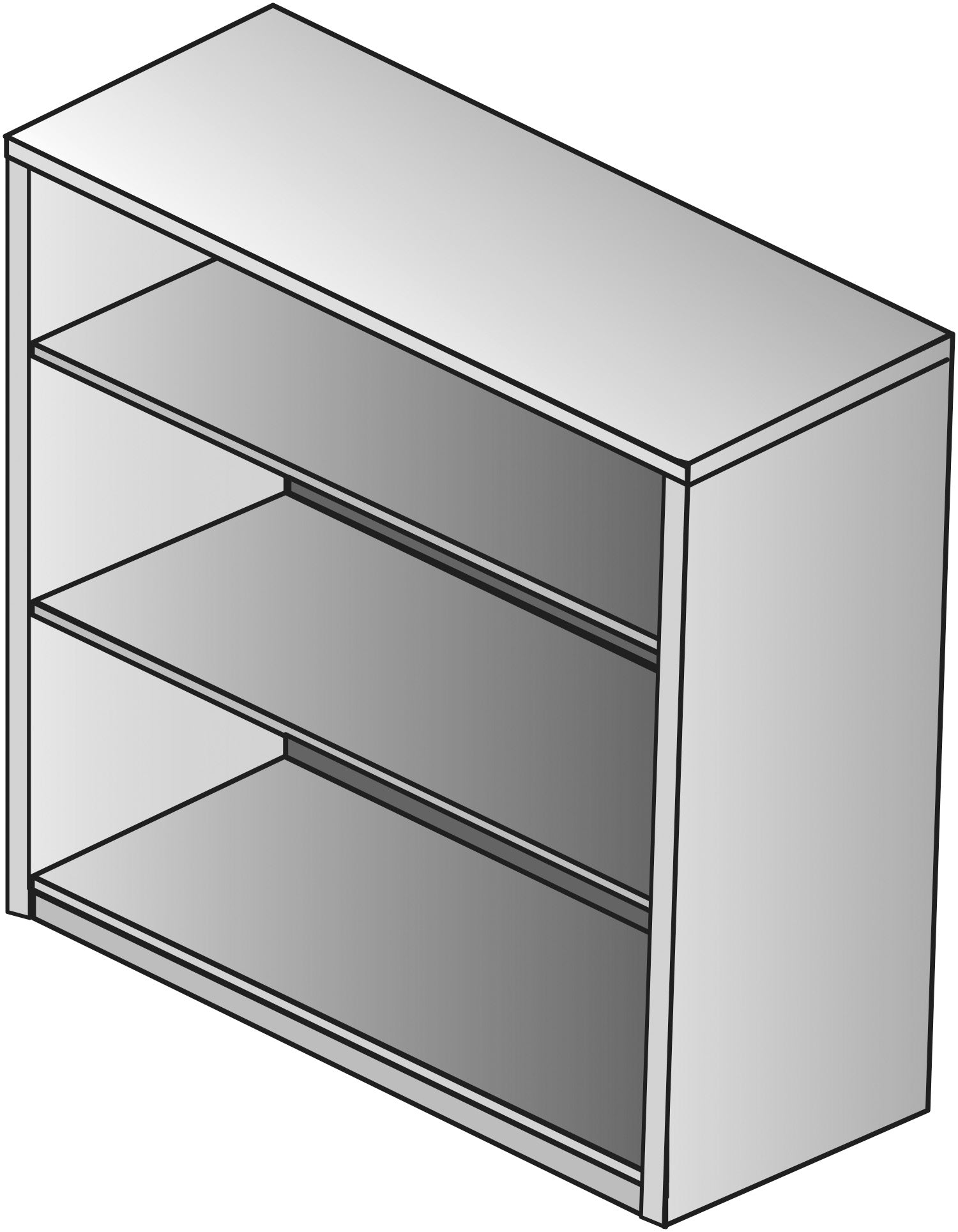 Napa 3-Shelf Bookcase 35.5"X14"X42"