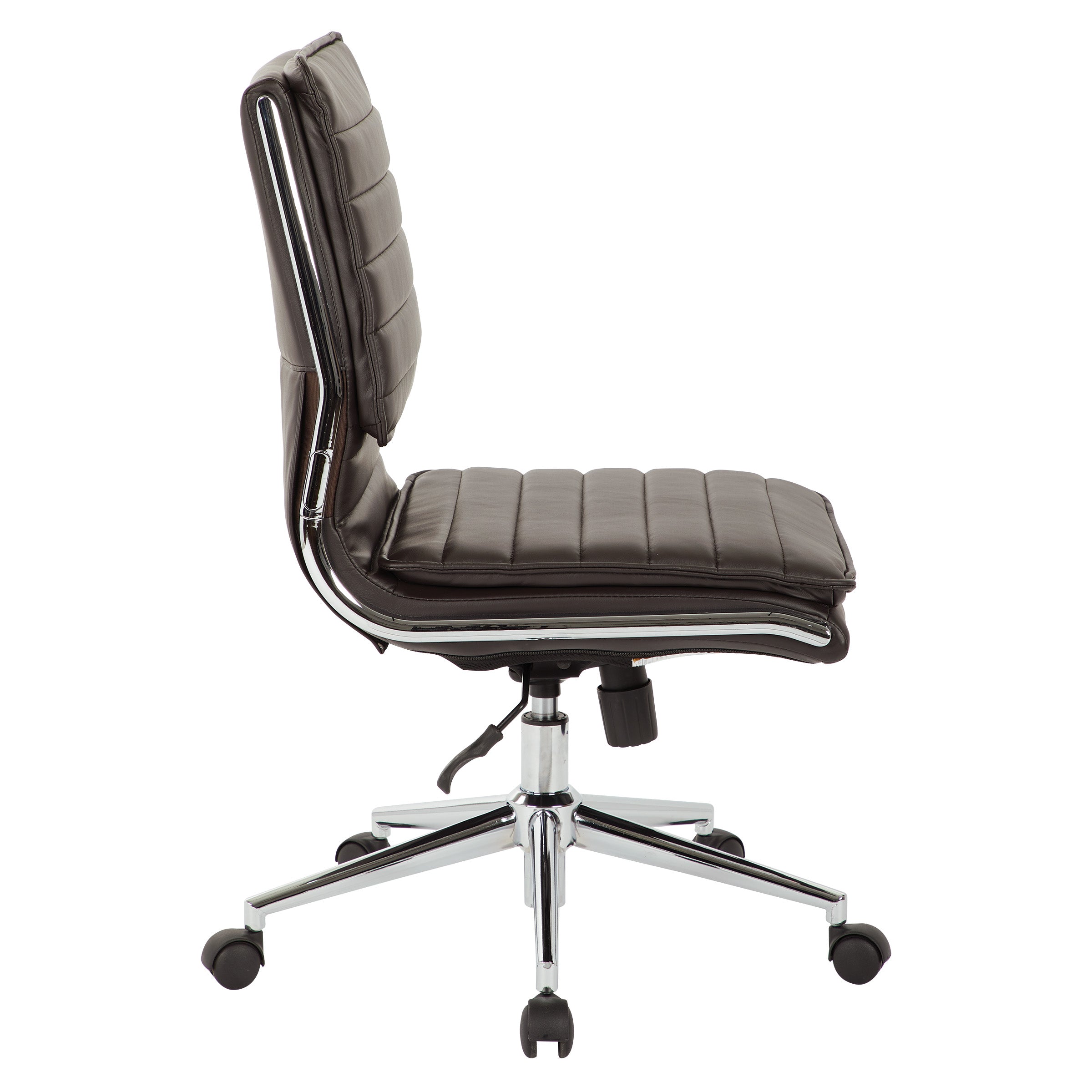 Armless Mid Bk Mgrs Faux Lthr Chair
