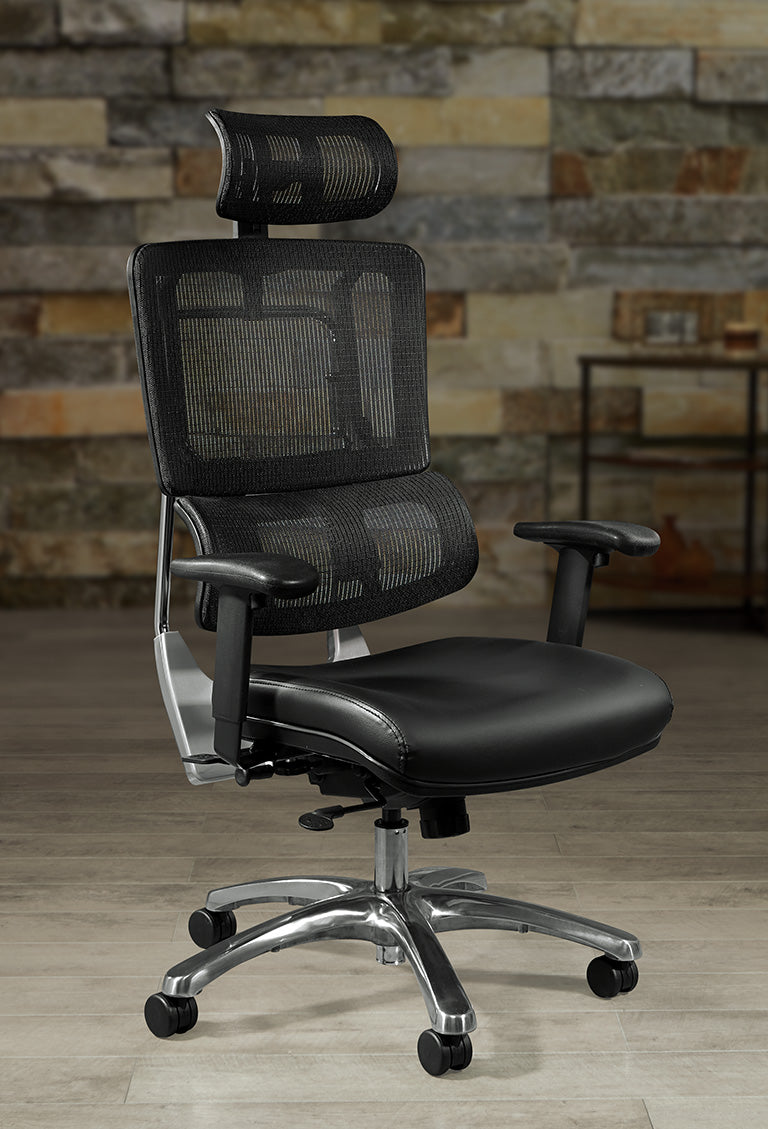 Vertical Black Mesh Back Chair with Headrest