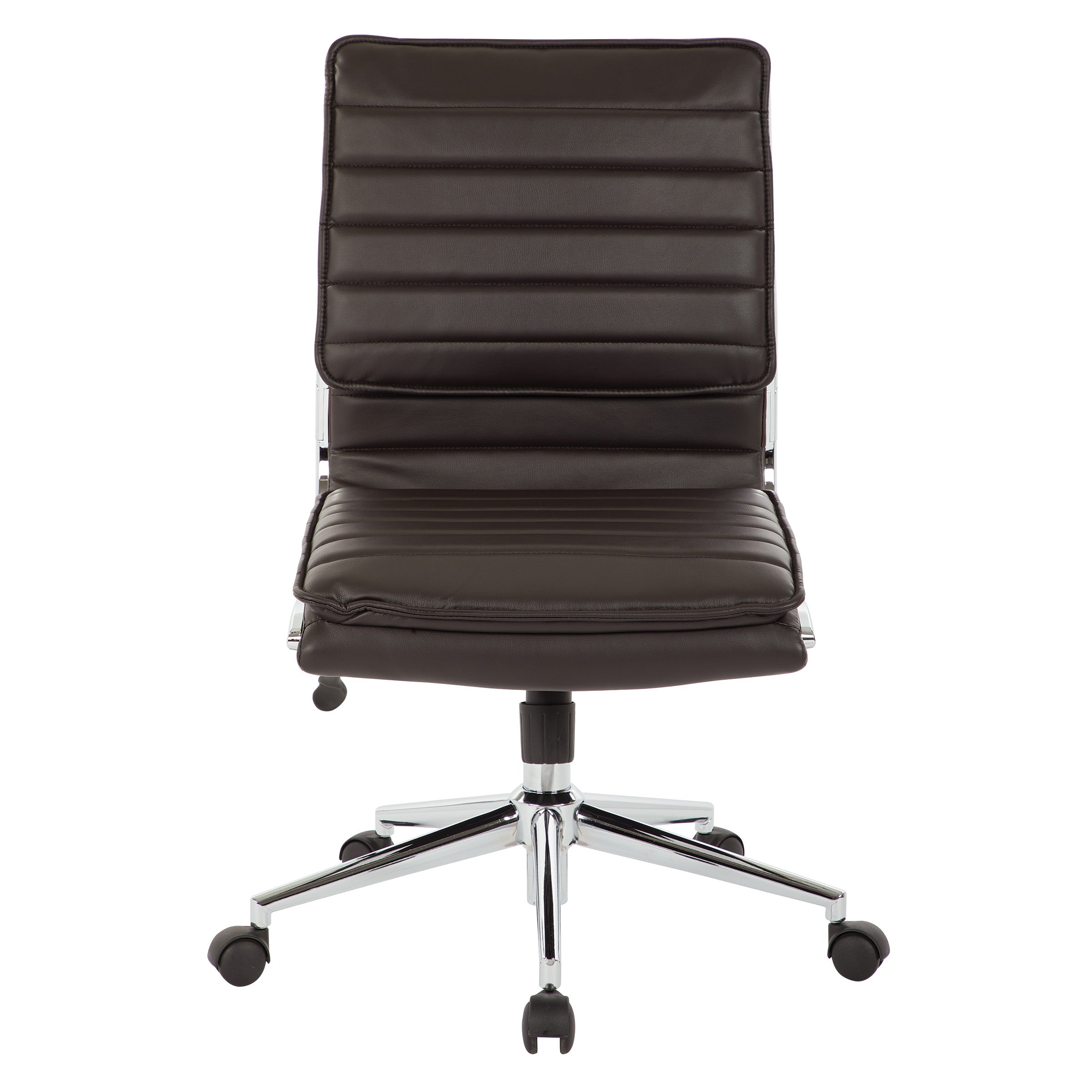 Armless Mid Bk Mgrs Faux Lthr Chair