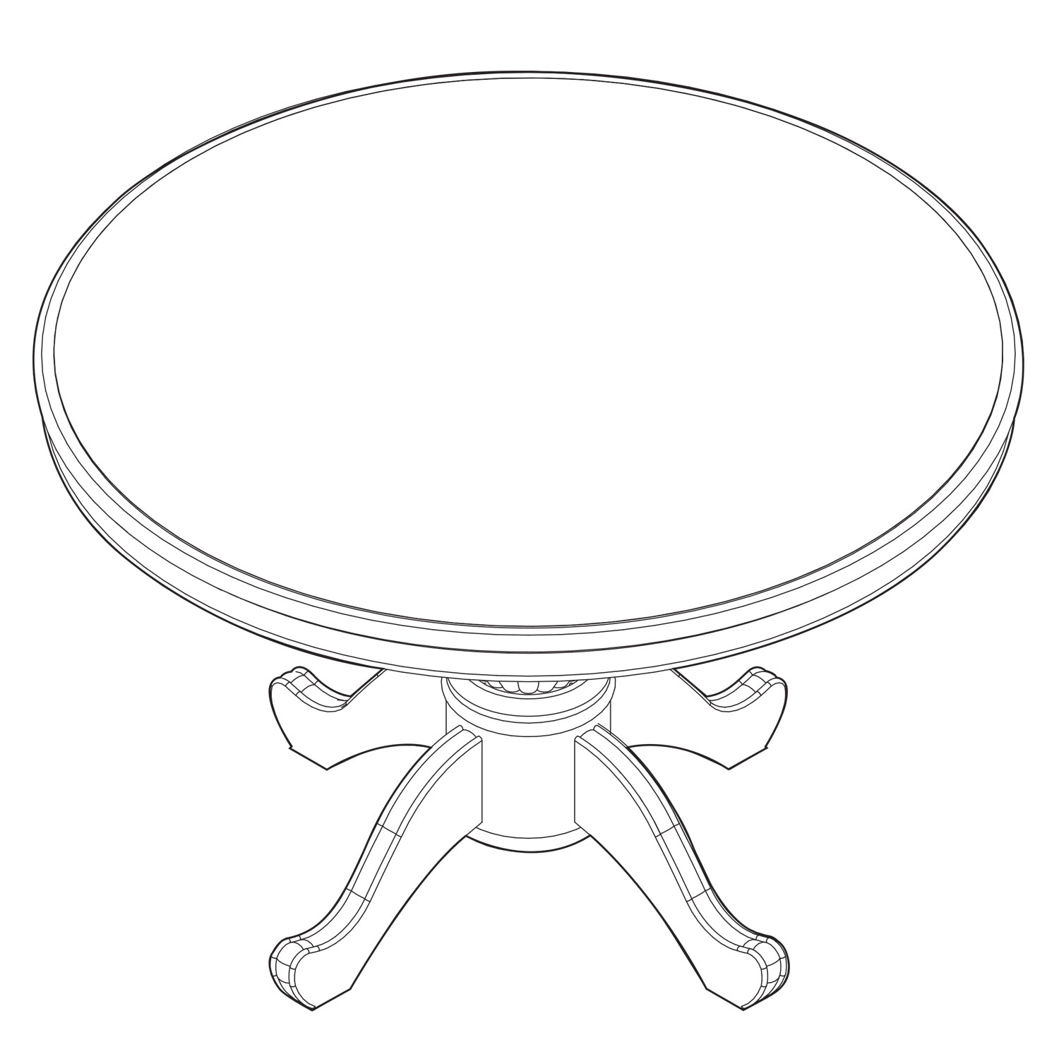 Townsend Round Table with Queen Anne Base 48"Dia. X 30"H