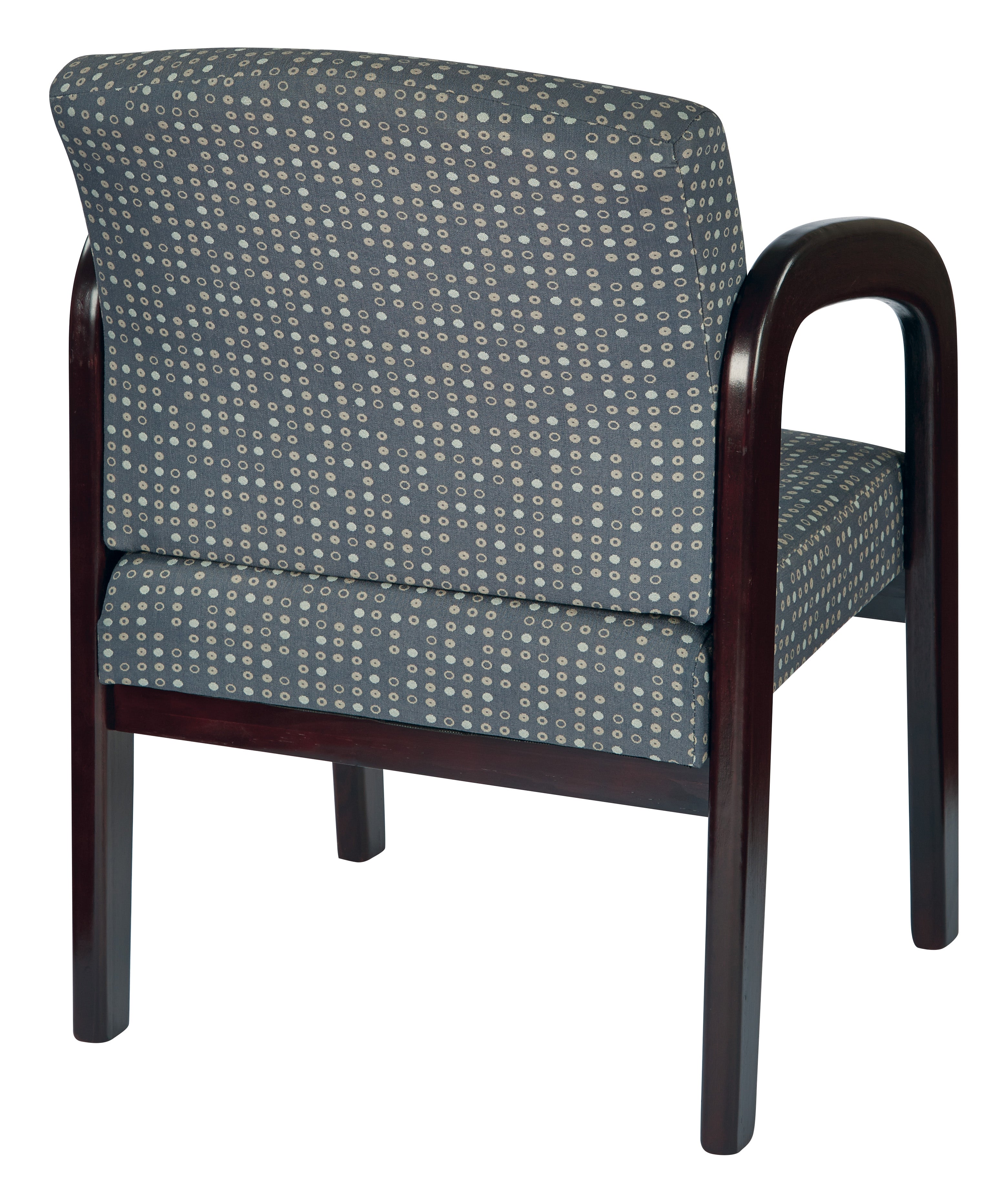 Fabric Mahogany Finish Wood Visitor Chair