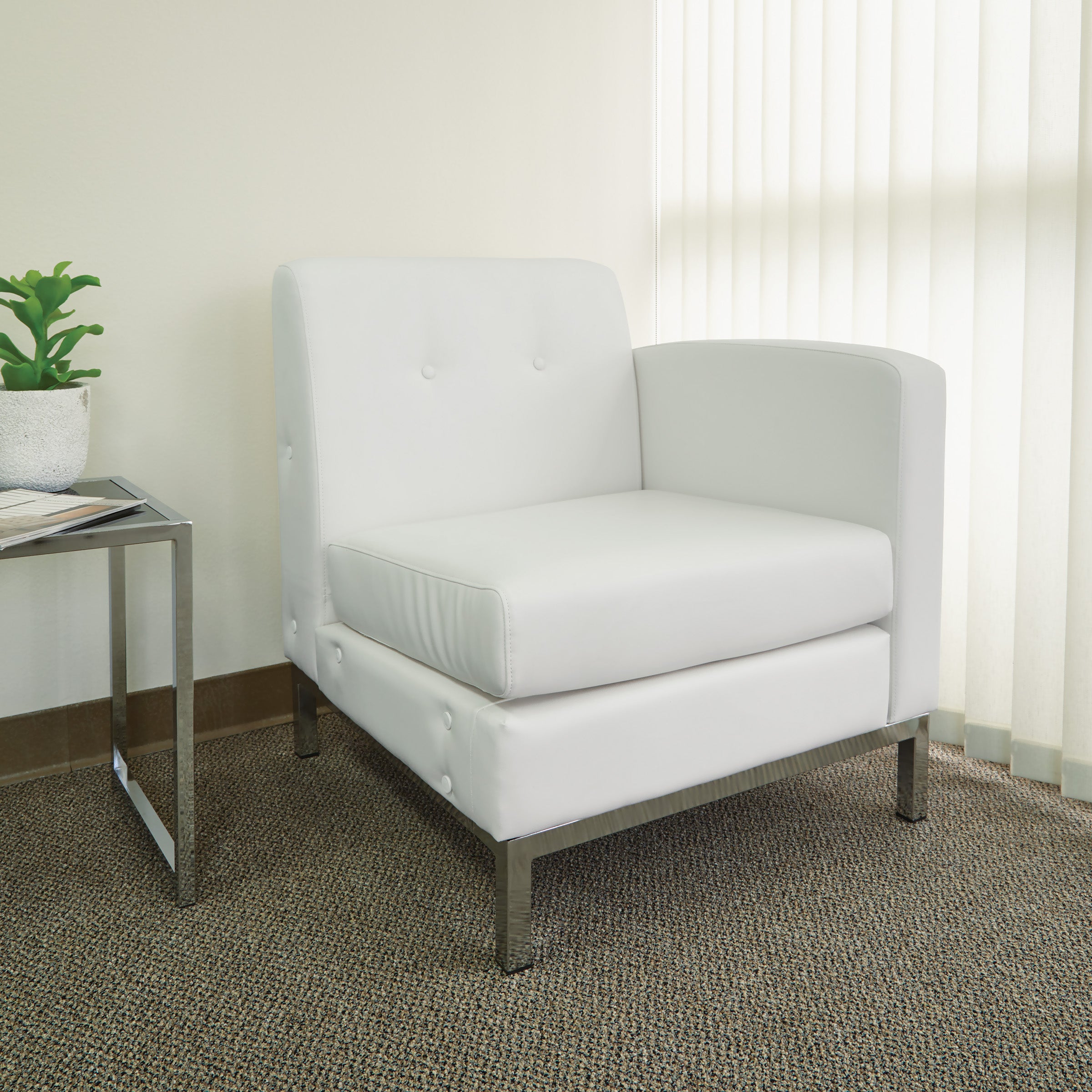 White Faux Leather LAF Armchair