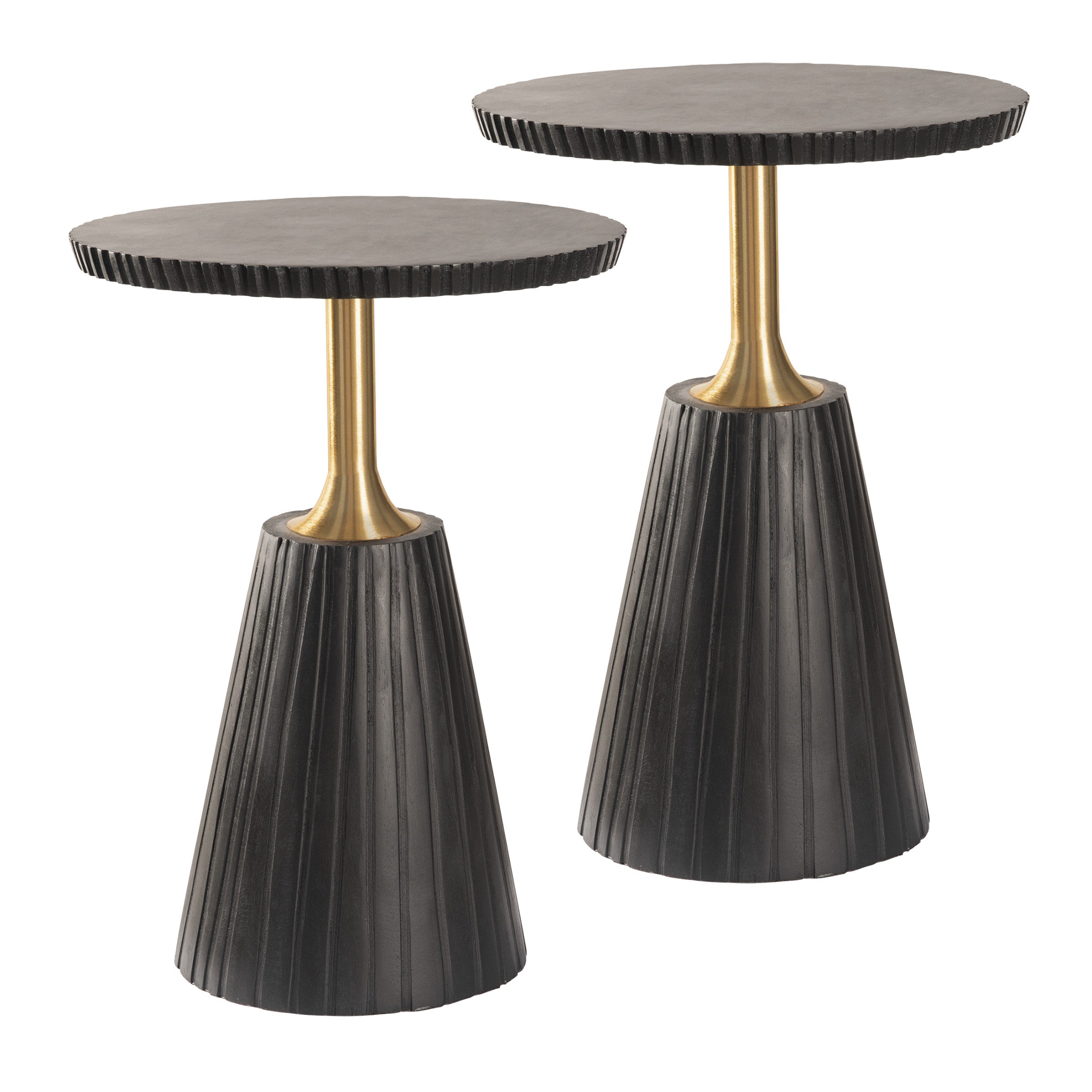 Wood and Brass Accent Side Table