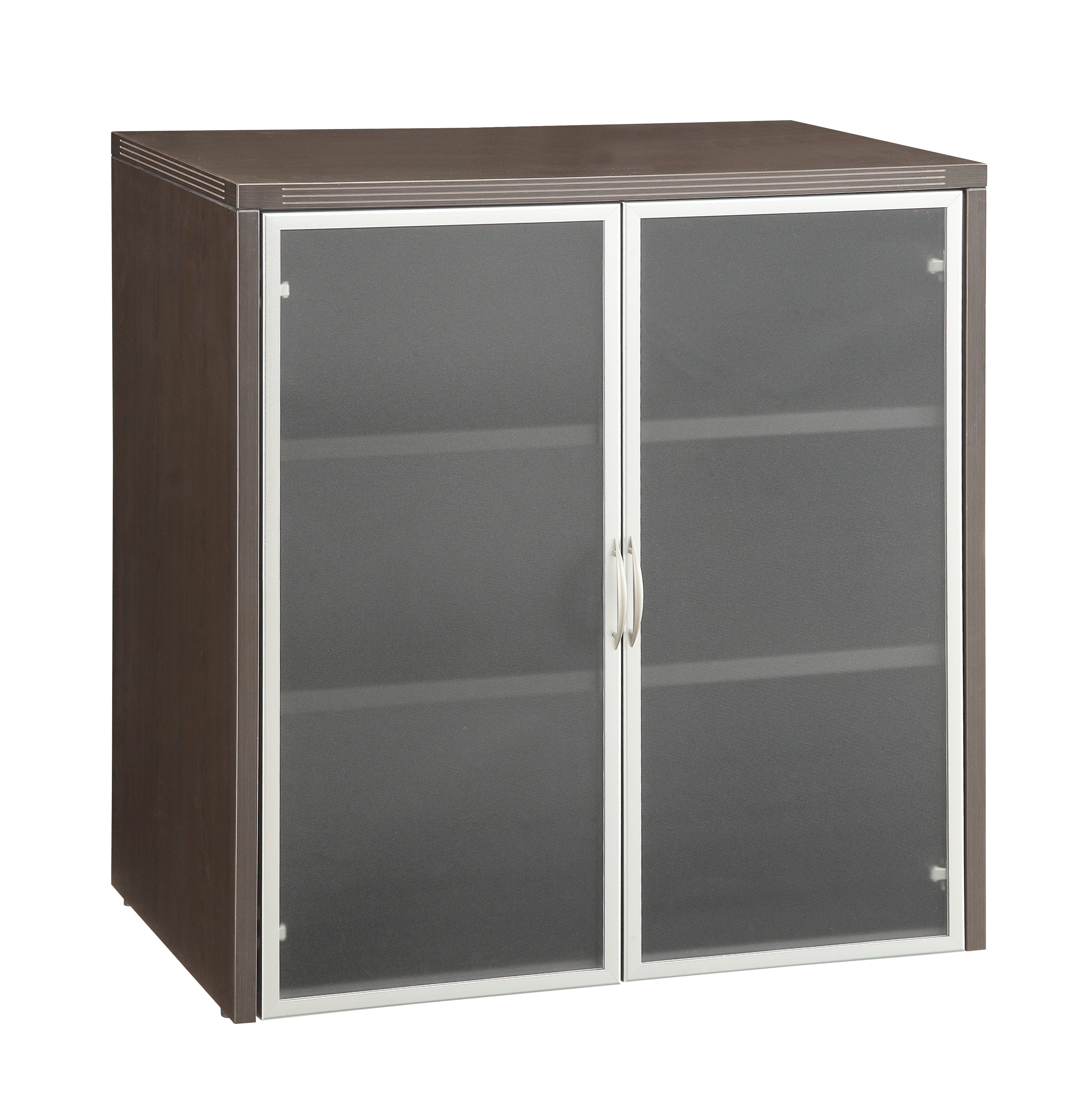 Napa 37"H Storage Cabinet, Glass/Aluminum Doors