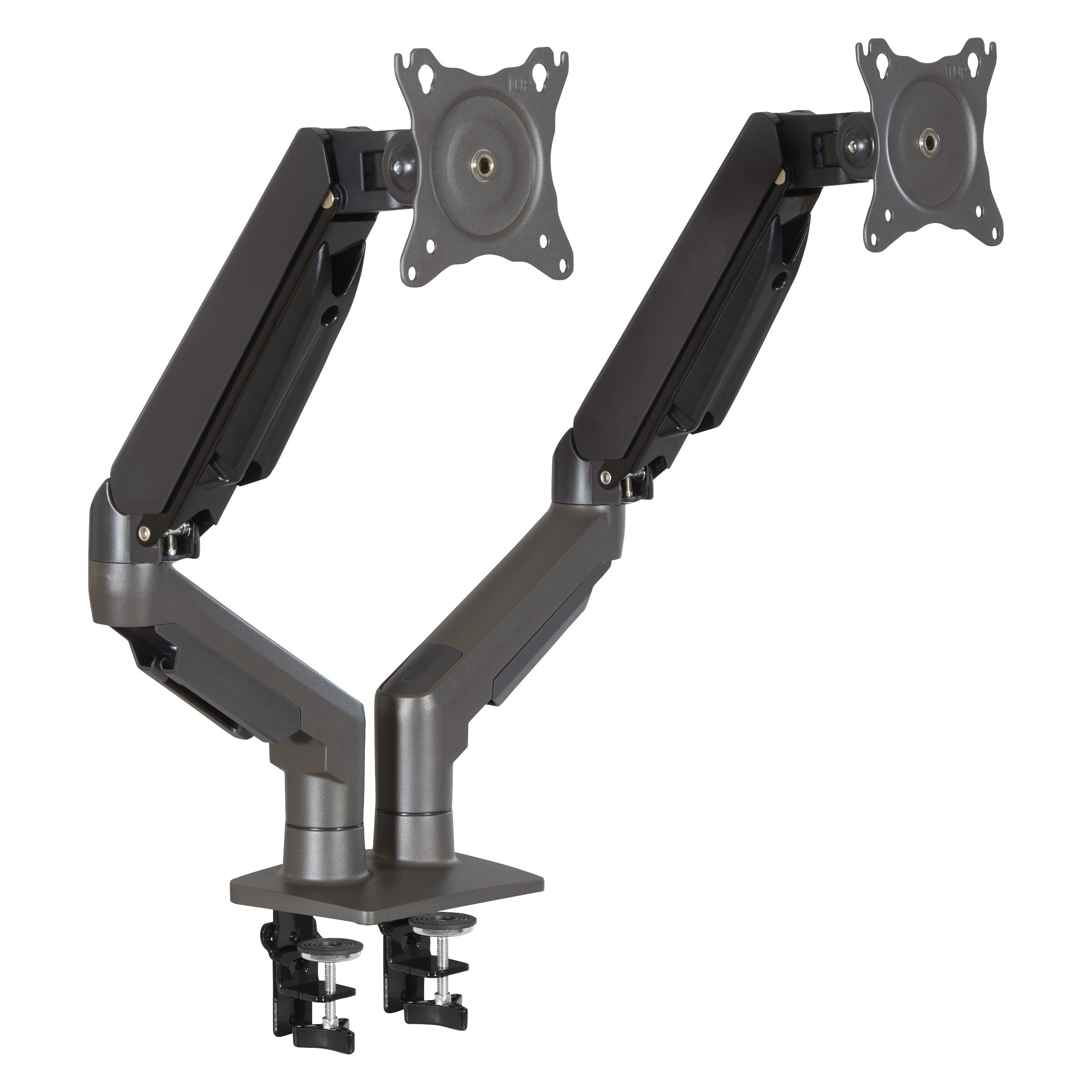 Double 27" Monitor Arms in Charcoal