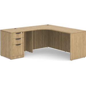 N9NE Classic Laminate Radius L-Shape Desk 66" x 66" (CLALD1005) - Aspen / Left