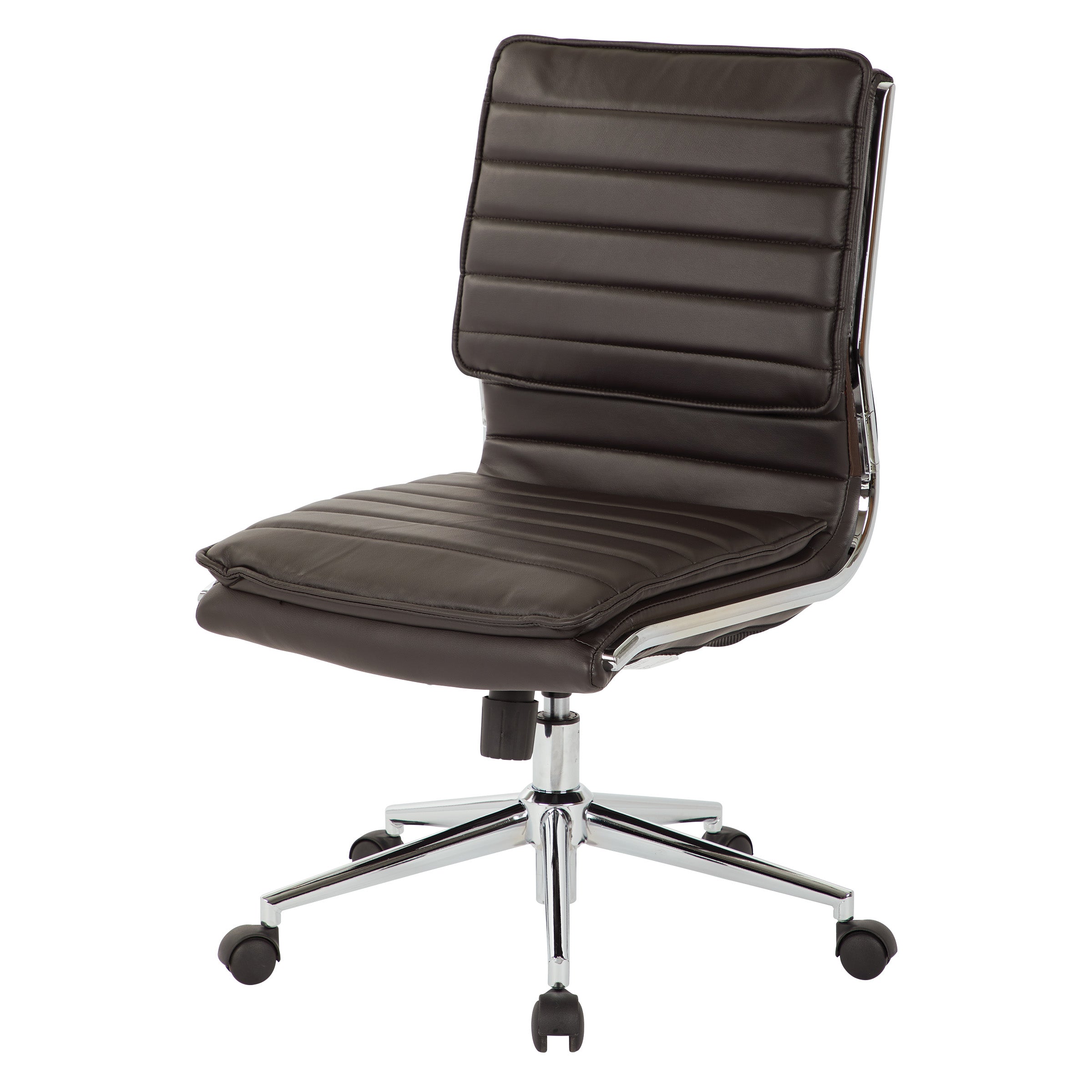 Armless Mid Bk Mgrs Faux Lthr Chair