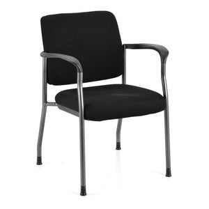 N9NE Sleek Stacking Guest Chair, Black Fabric, Titanium Frame (2904TG)