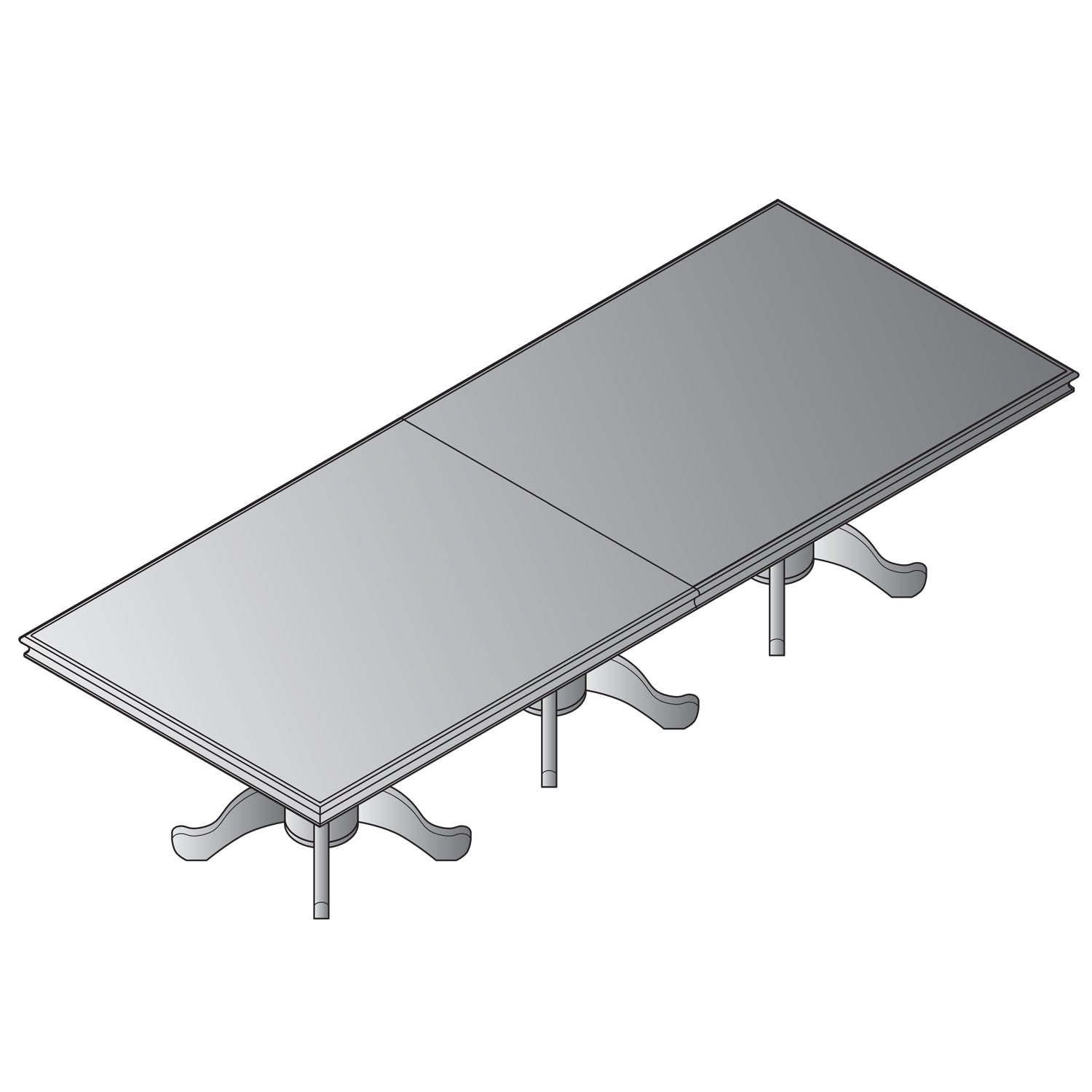 Townsend Rectangular Table with Queen Anne Base 72x36x30H