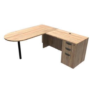 N9NE Classic Laminate Bullet L-Shape Desk 66" x 72" (CLALD1016) - Aspen