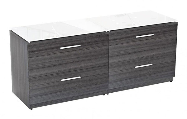 Corp Design Double Lateral Filing Cabinets with Glass Top – view 1