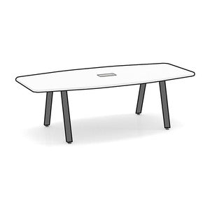 N9NE Boat Shape Conference Table with Metal VA Legs, 8 to 20 ft