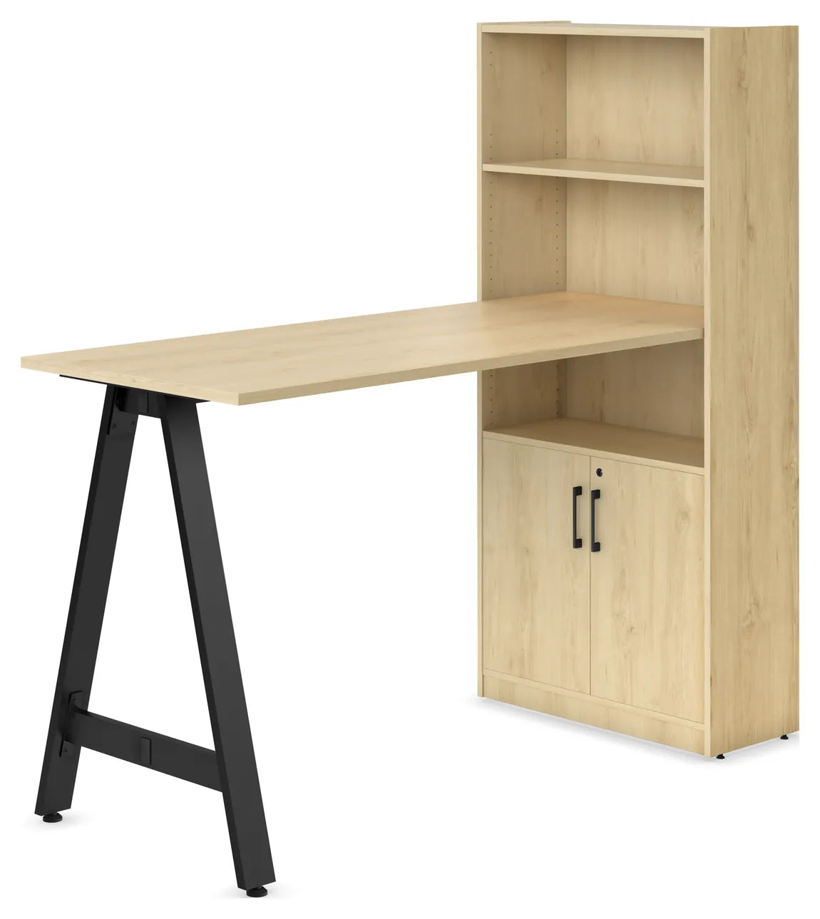 Standing Height Office Desk and Bookcase Combo – view 1