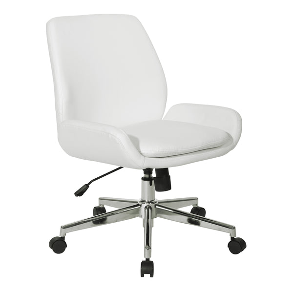 Faux Leather Chair with Chrome Finish Base – view 1