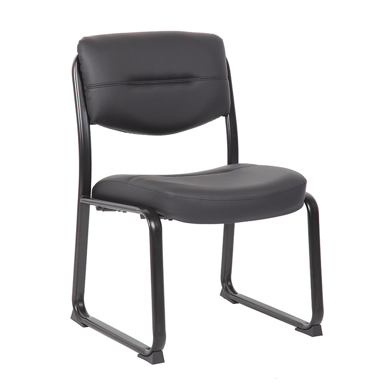 OfficeSource Merit Collection Armless Sled Base Guest Chair with Seat Seam and Black Frame (314SMVBK)