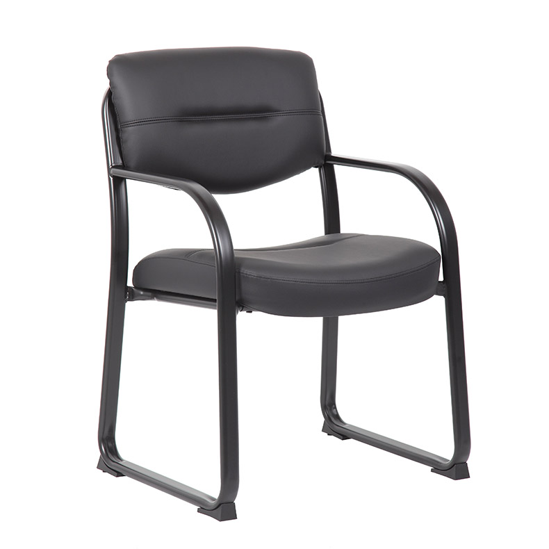 OfficeSource Merit Collection Sled Base Guest Chair with Arms, Seat Seam and Black Frame (315SMVBK)