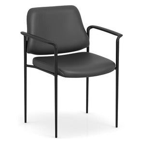 N9NE Reed Stacking Guest Chair with Arms, Black PU (10220)