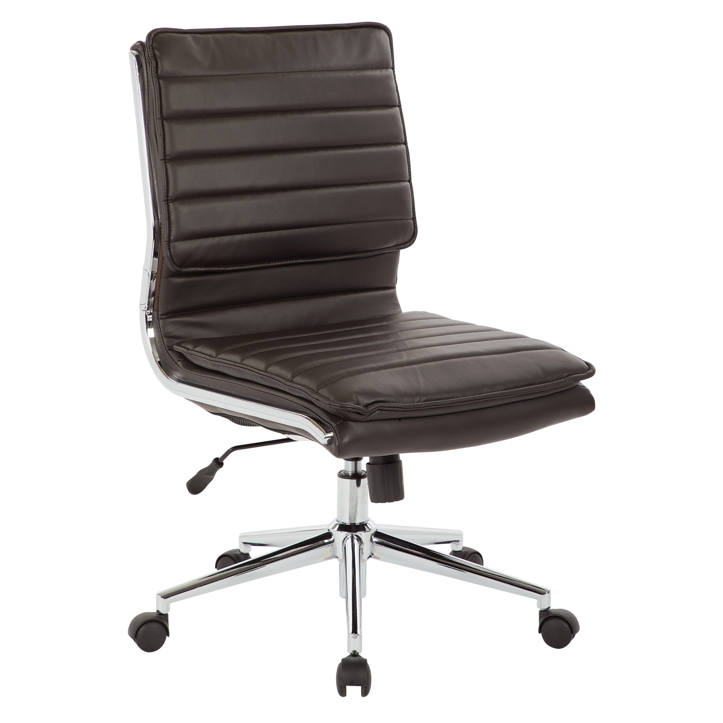 Armless Mid Bk Mgrs Faux Lthr Chair