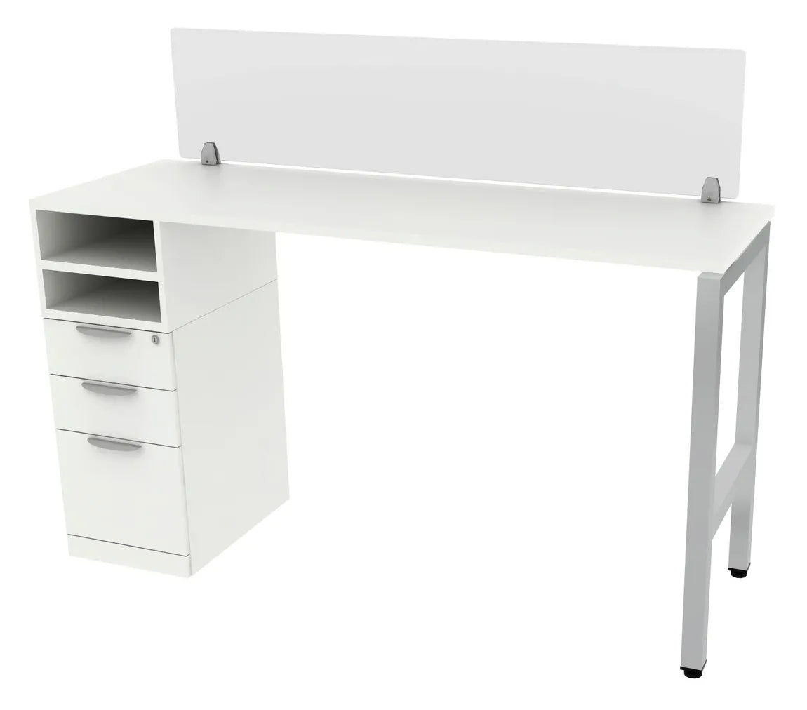 Standing Height Office Desk with Acrylic Panel – view 1