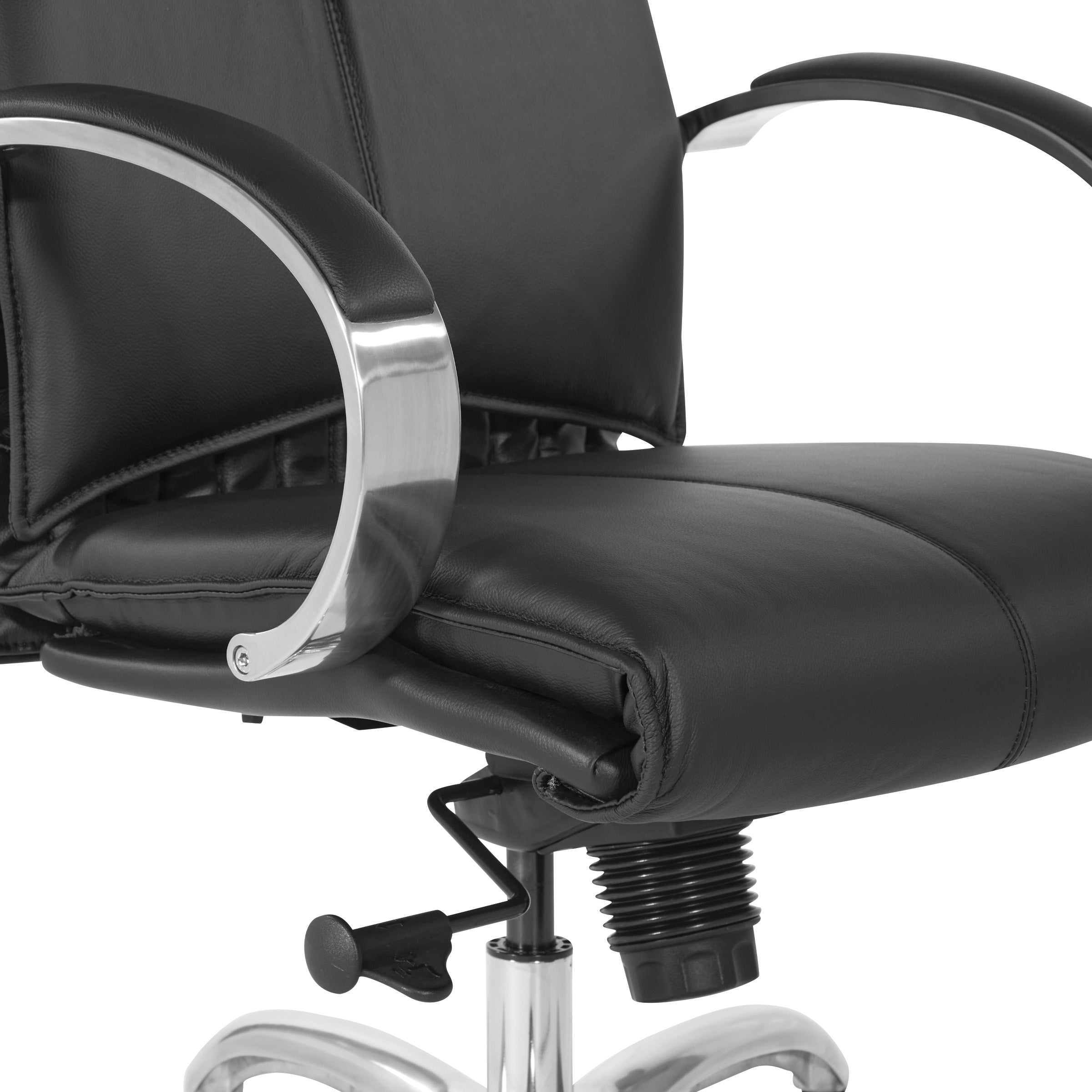 Deluxe Mid Back Black Lthr Chair
