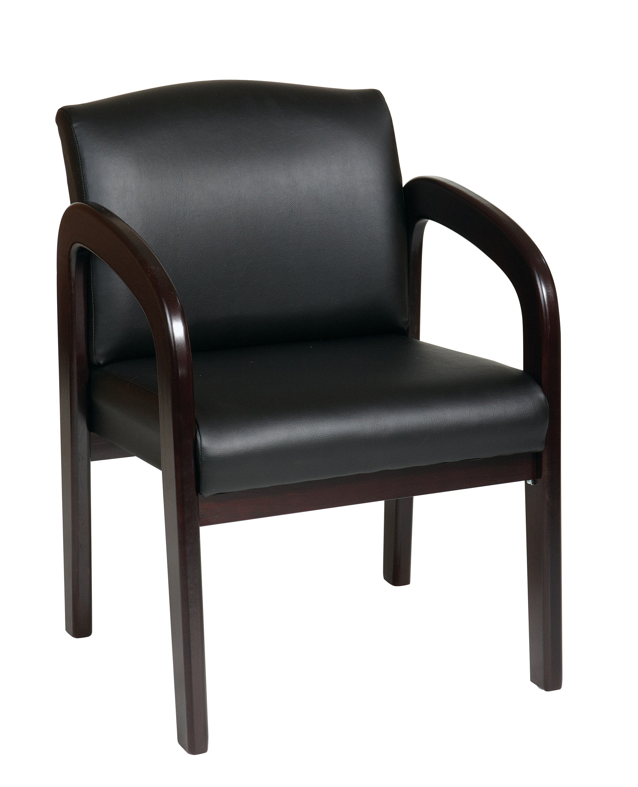 Faux Leather Espresso Finish Wood Visitor Chair
