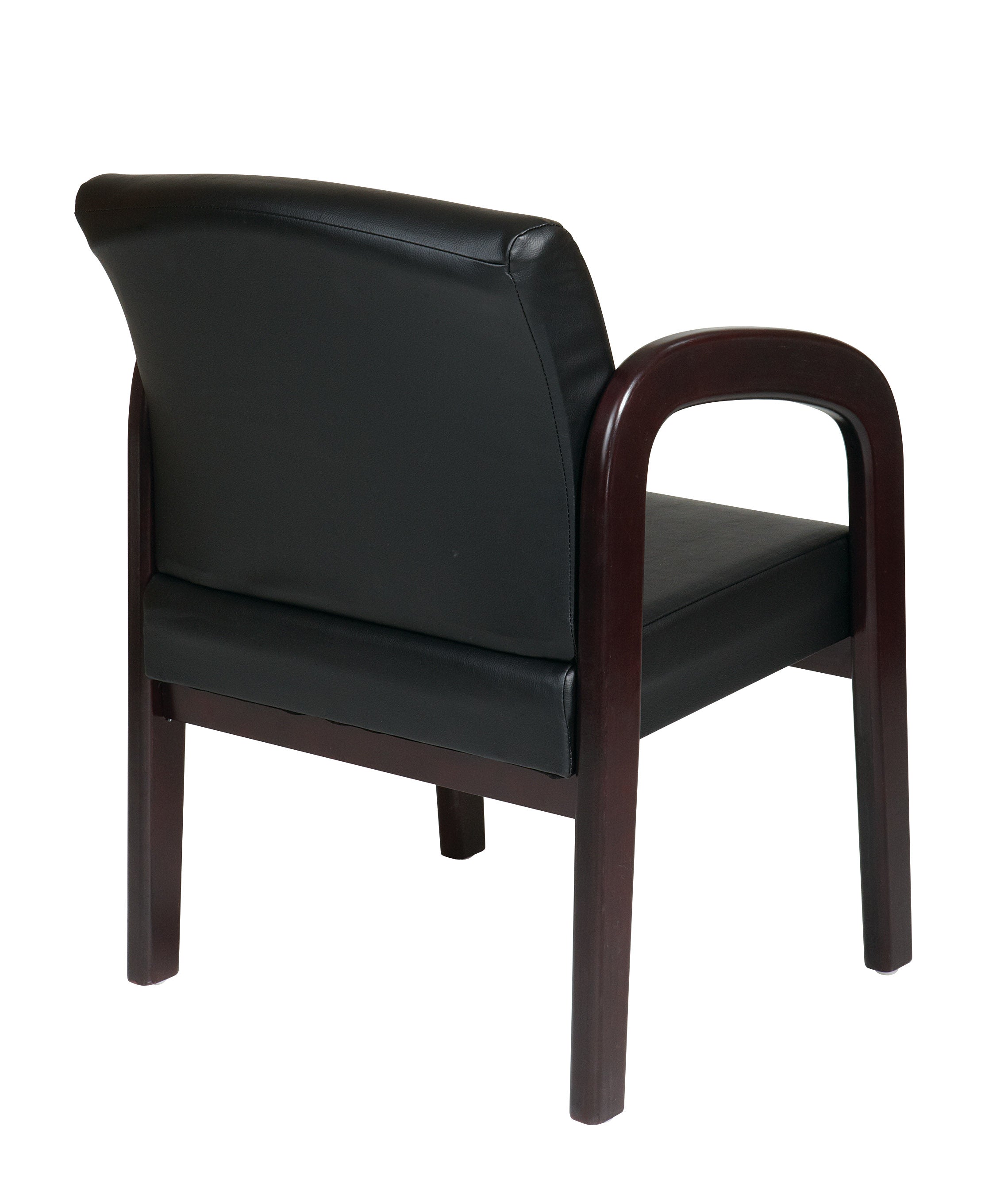 Faux Leather Mahogany Finish Wood Visitor Chair
