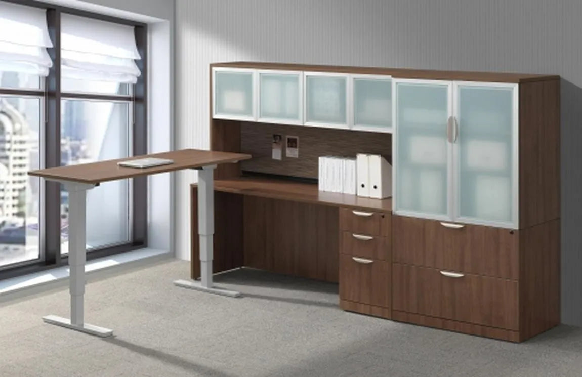 Adjustable Height L Shaped Desk with Storage – view 1