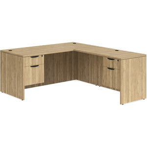 N9NE Classic Laminate L-Shape Desk with Two Hanging Pedestals - Aspen / 60x30 L-Shape with 24x42 Return