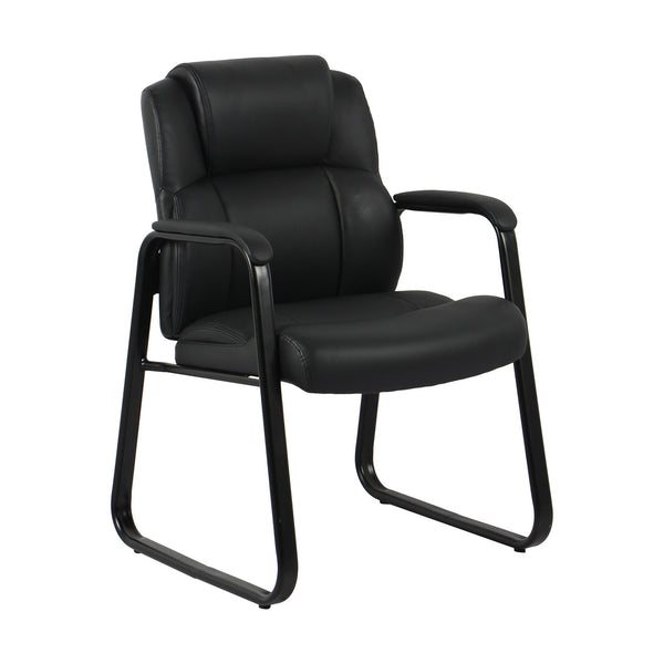 OfficeSource Brady Executive Guest Chair with Sled Base (OSGS4028PBK)