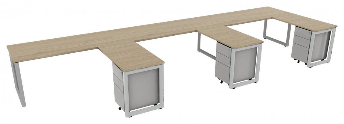 Corp Design 3 Person Desks with Drawers – view 1