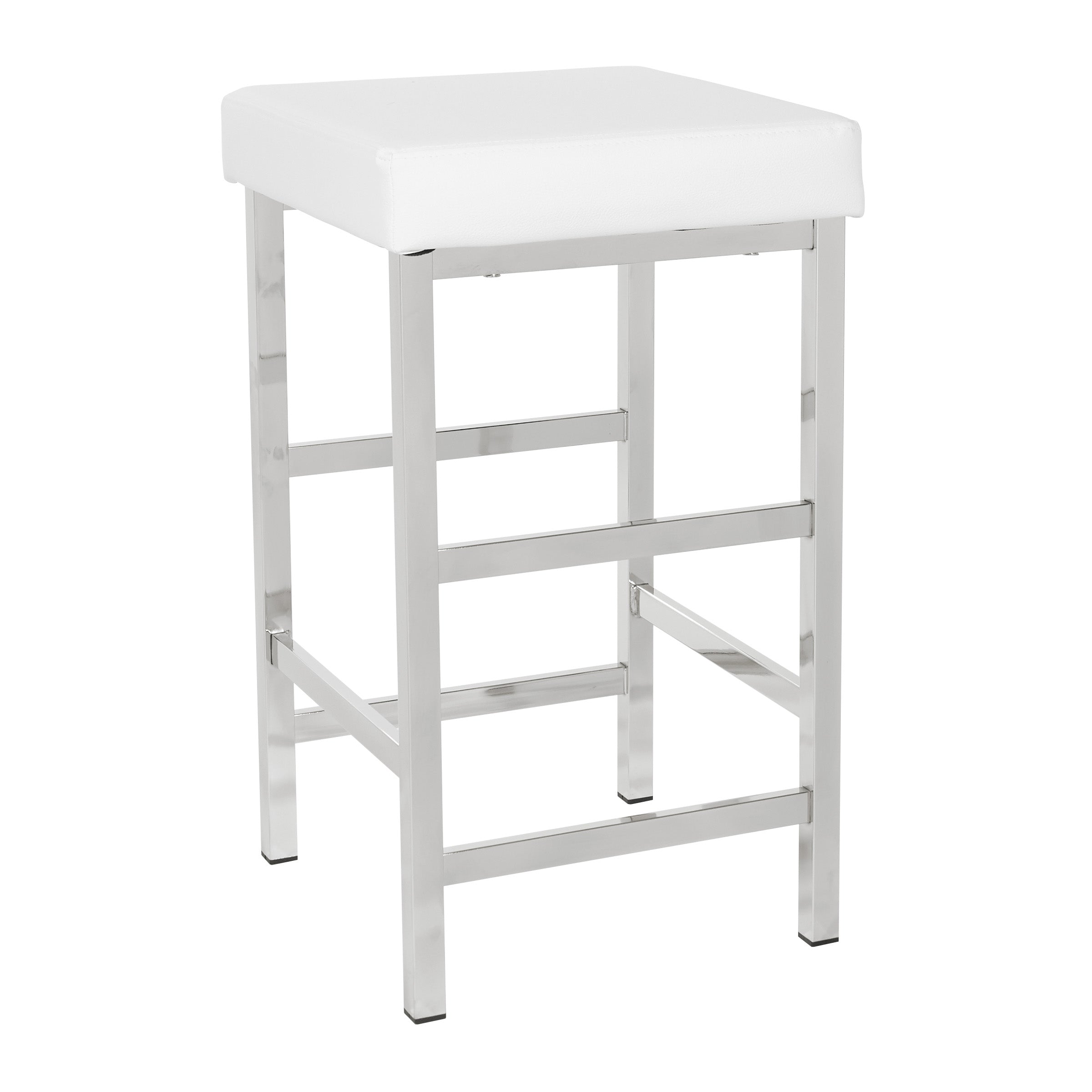 26" Polished Chrome Backless Stool
