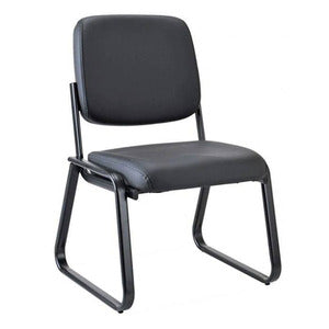 N9NE Ashton Armless Sled Base Guest Chair, Black Vinyl (2709)