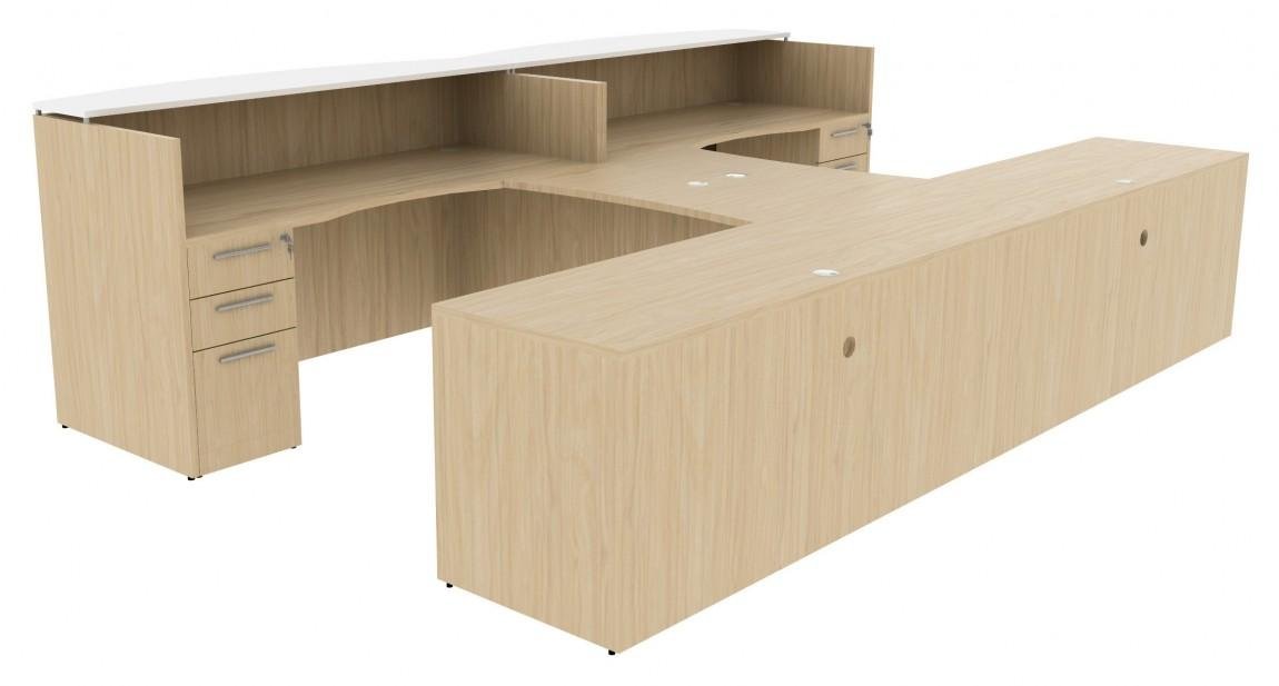 Corp Design 2 Person Reception Desks with Glass Transaction Counter – view 1