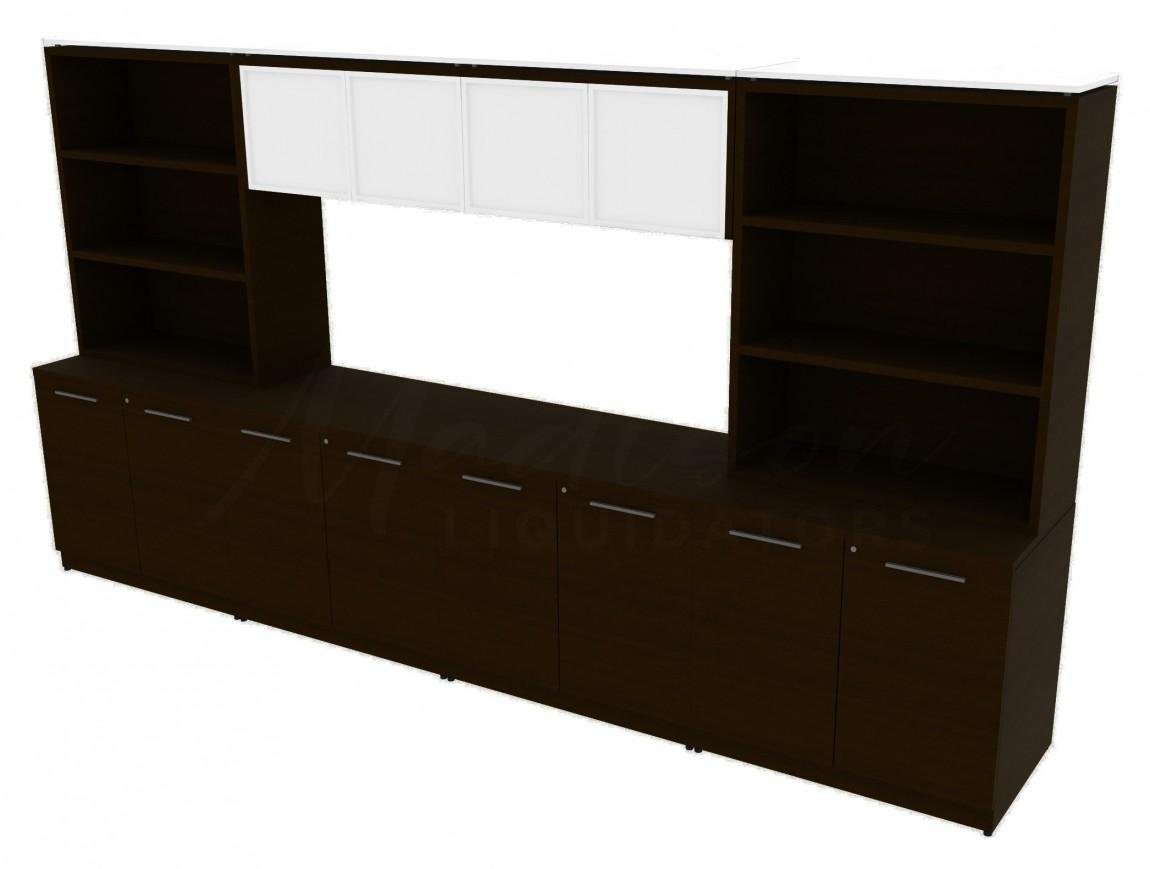 Corp Design Credenza Wall Units with Bookcases and Hutch – view 1