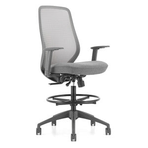N9NE Konfurb AX Mesh Drafting Chair with Foot Ring, Gray (97054)