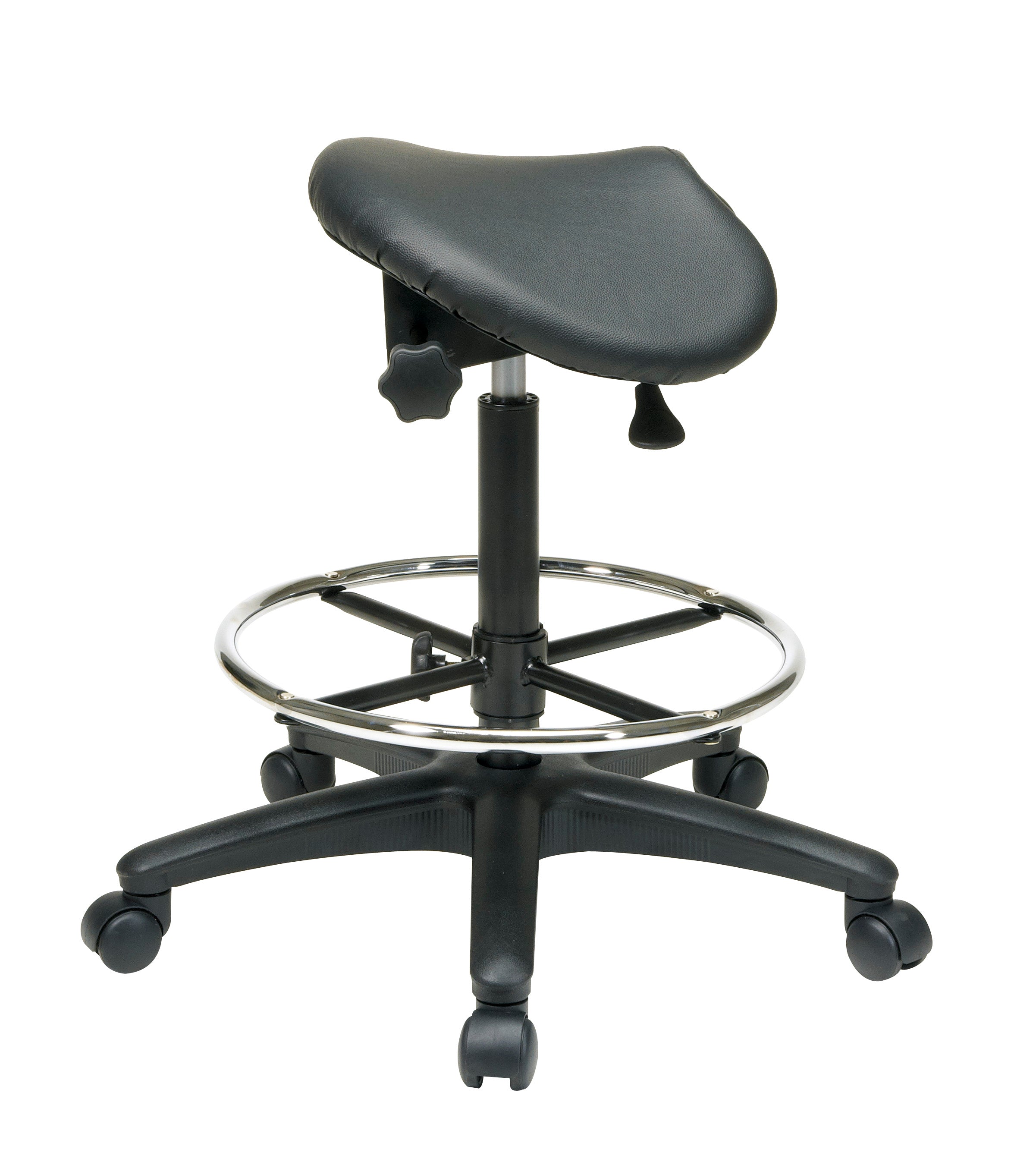 Backless Stool with Saddle Seat