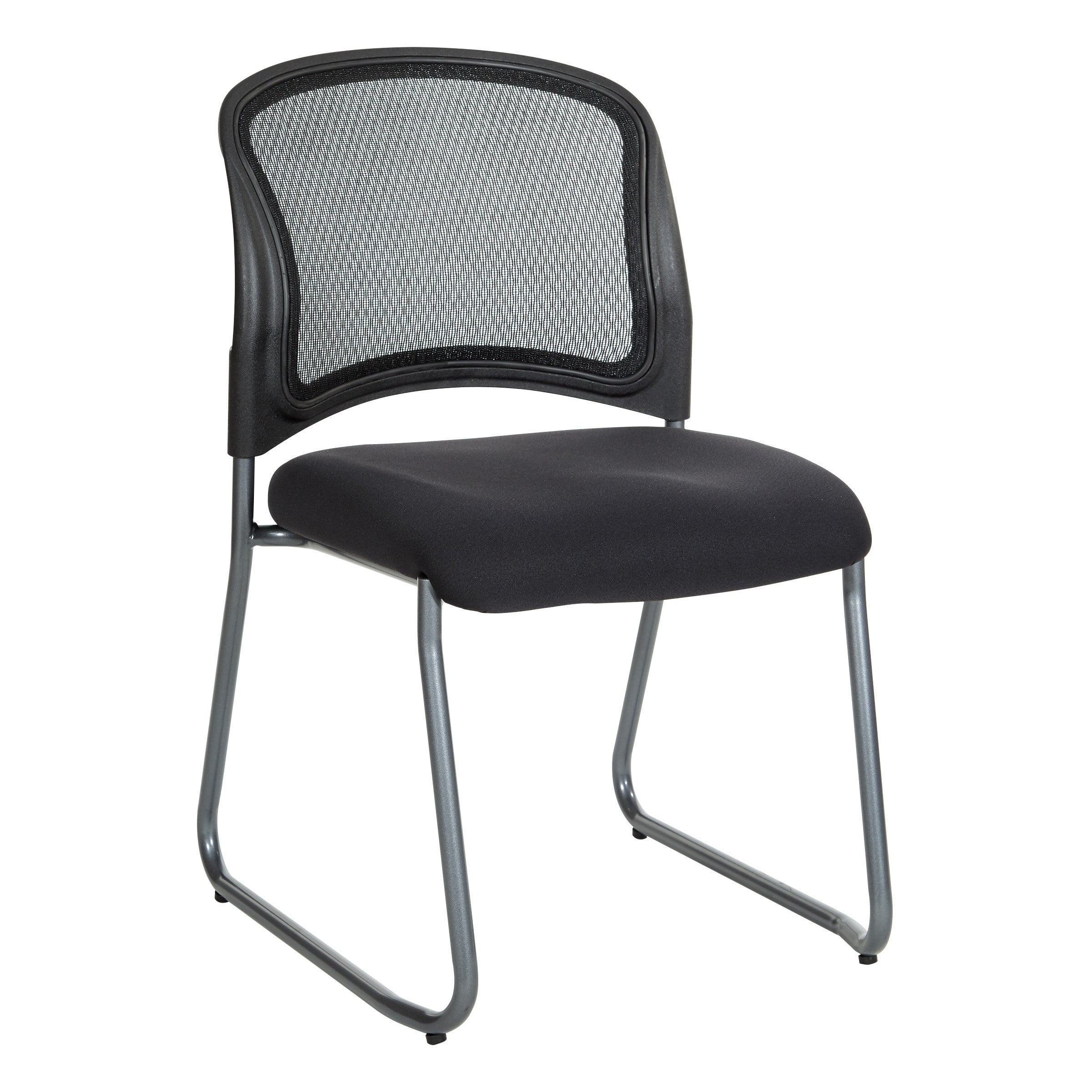 Titanium Finish Black Visitors Chair with ProGrid® Back and Sled Base