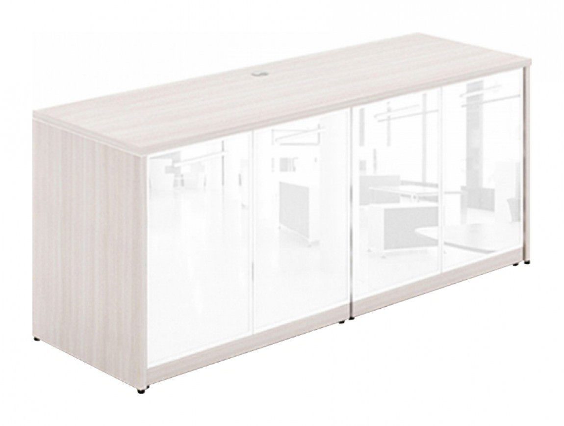 Corp Design Credenza Storage Cabinets with White Glass Doors – view 1