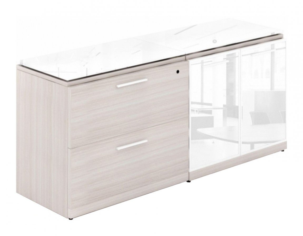 Corp Design Combo Lateral File Storage Cabinet Credenzas with Glass Top – view 1