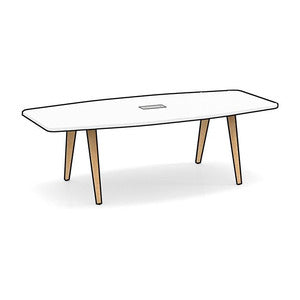 N9NE Boat Shape Conference Table with Signature Wood VA Legs, 8–20 ft