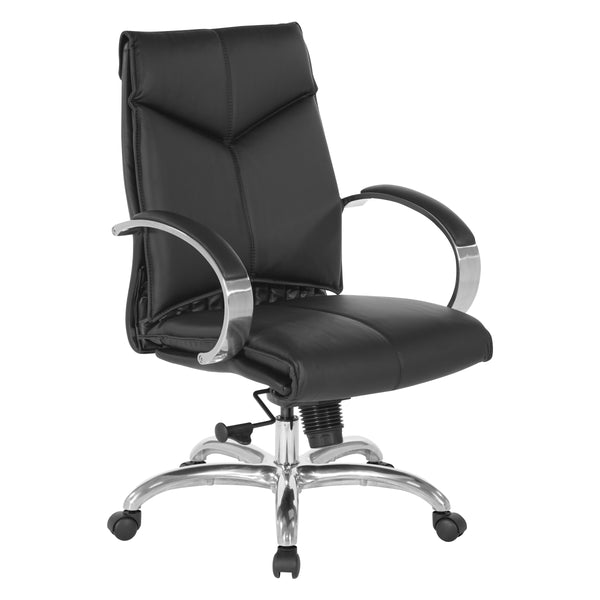 Deluxe Mid Back Black Lthr Chair