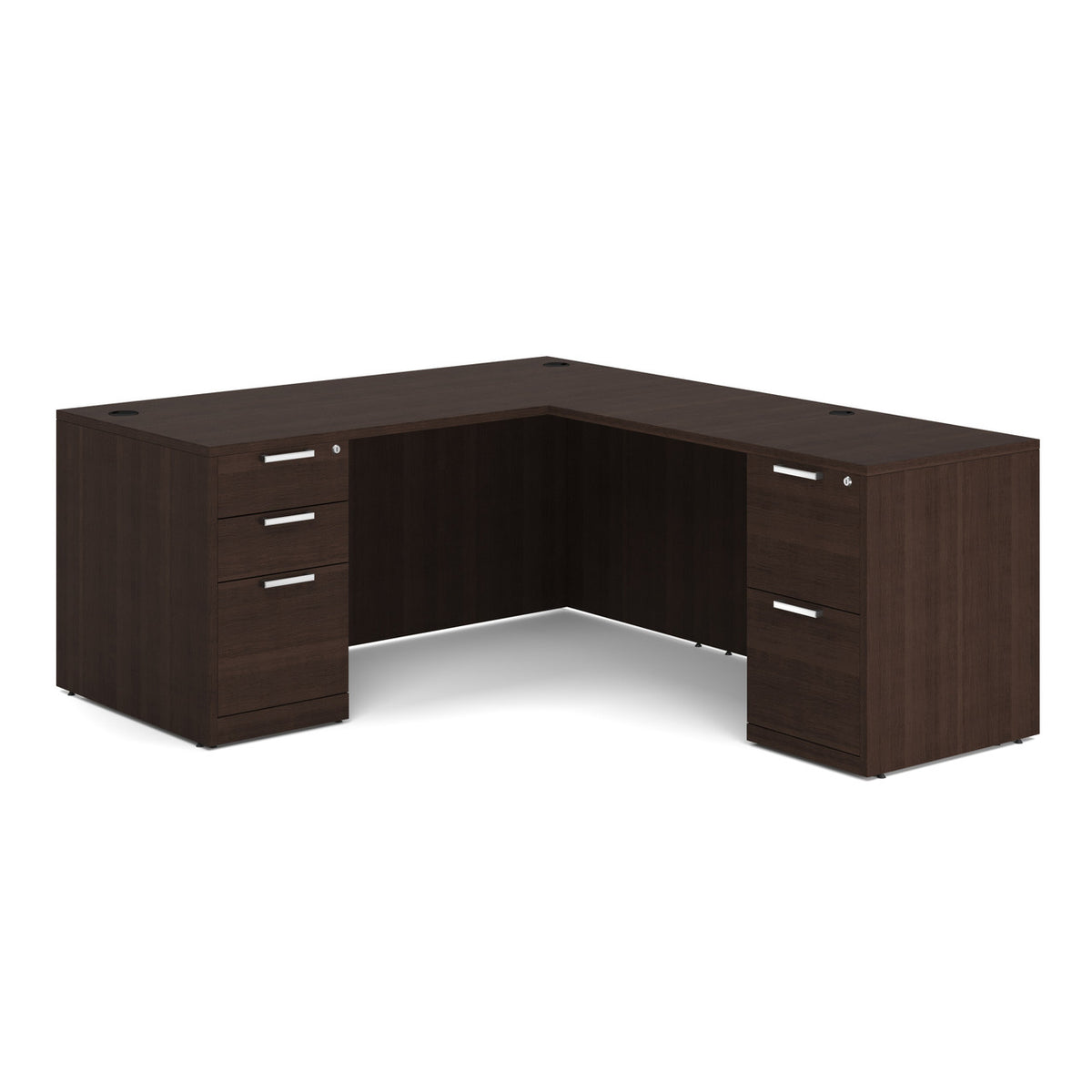 OfficeSource OS Laminate Double Full Pedestal L-Desk - 66" x 30" (DBLFLOS102)