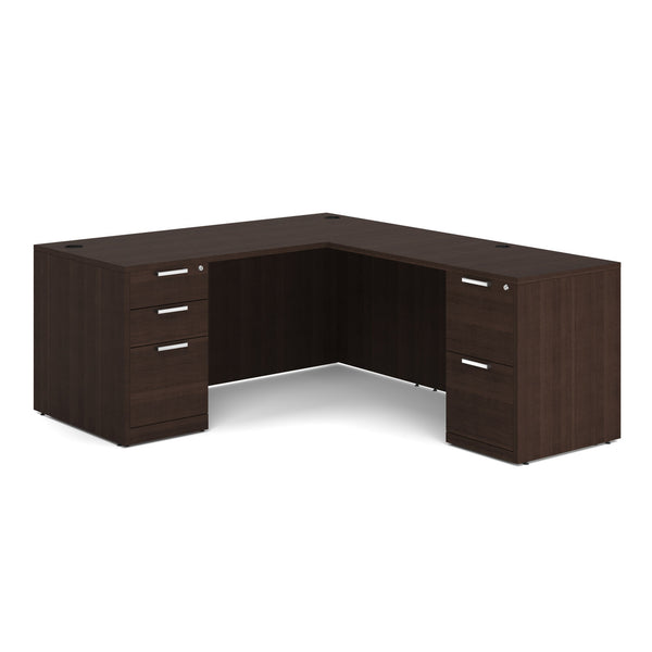 OfficeSource OS Laminate Double Full Pedestal L-Desk - 66" x 30" (DBLFLOS102)